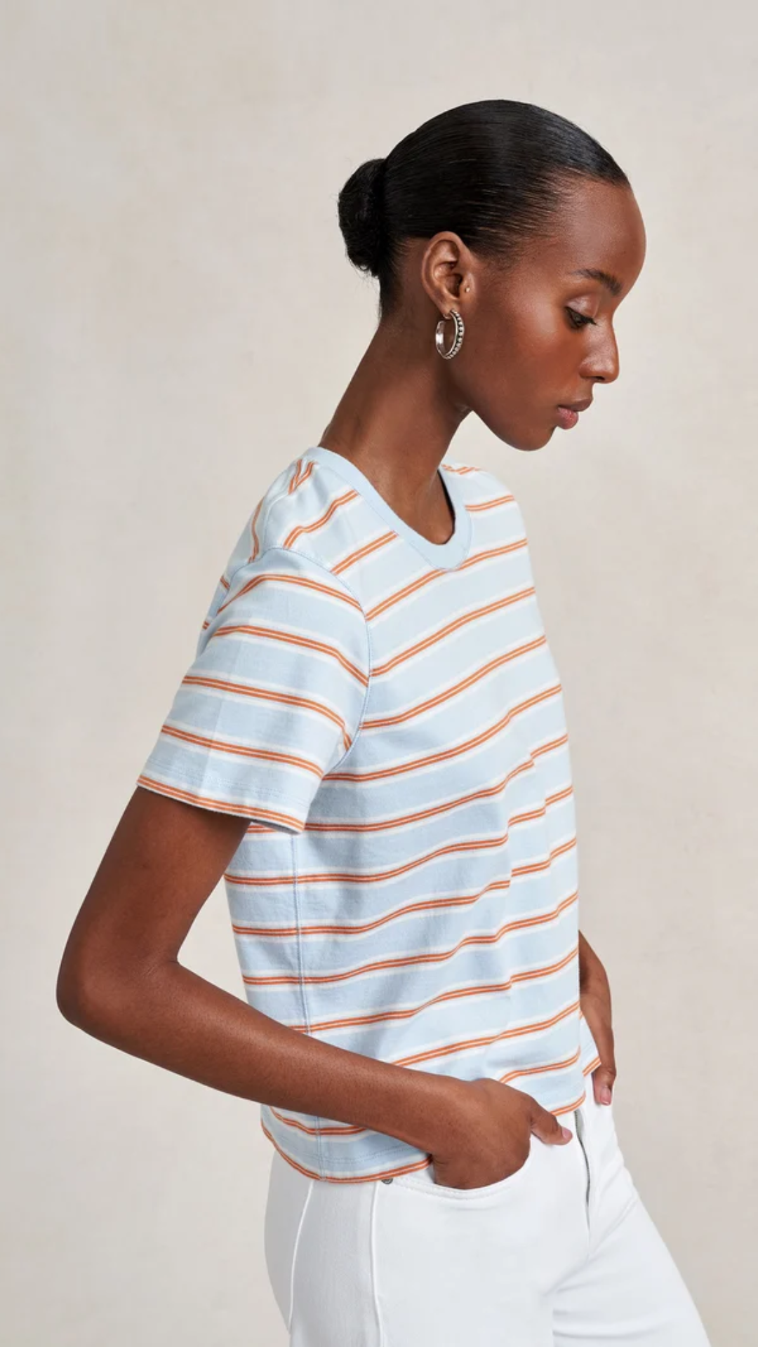 La Ligne Striped Mol Tee in Sky Blue Multi