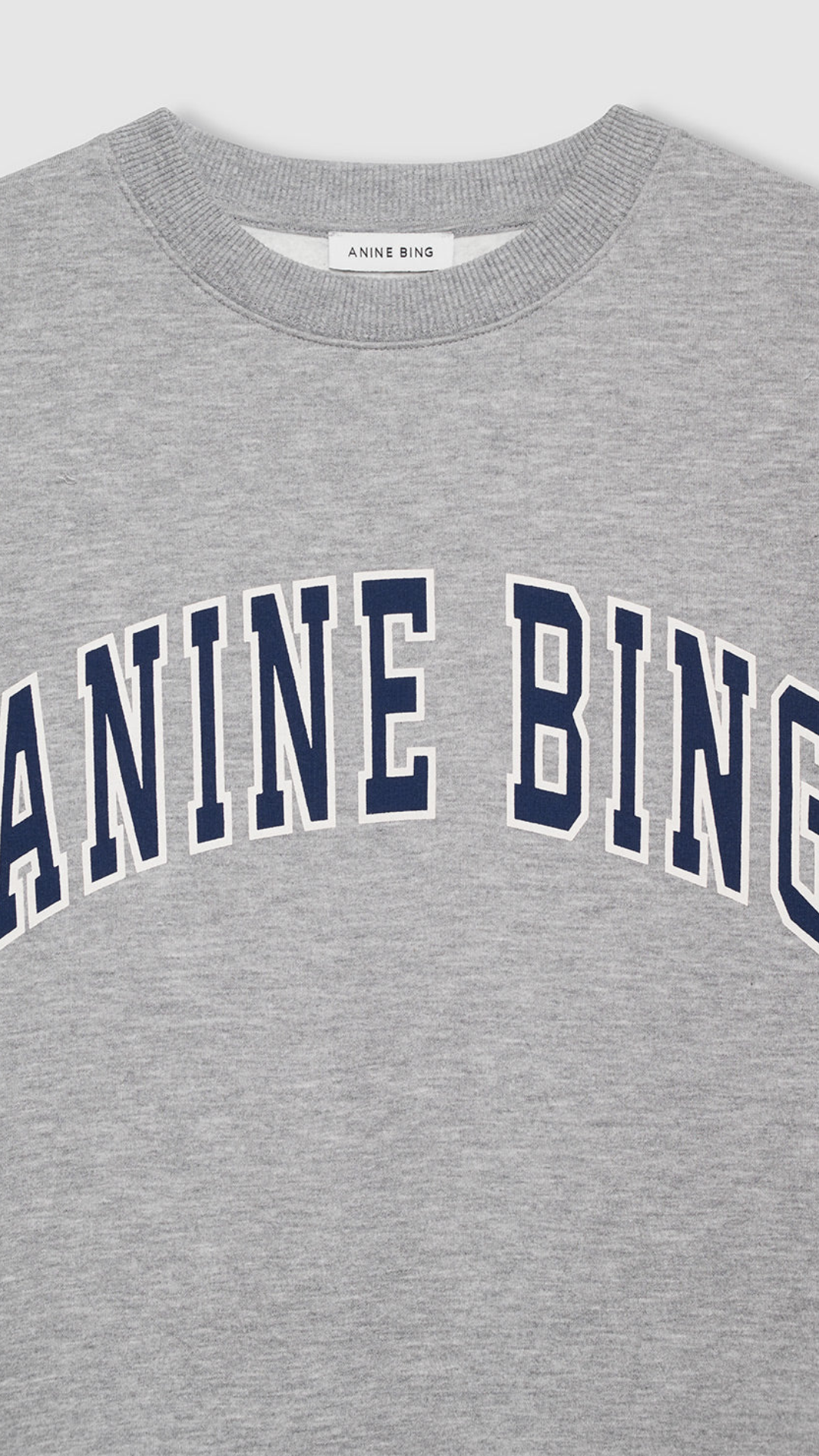 Anine Bing Spencer Sweatshirt in Heather Grey with Navy