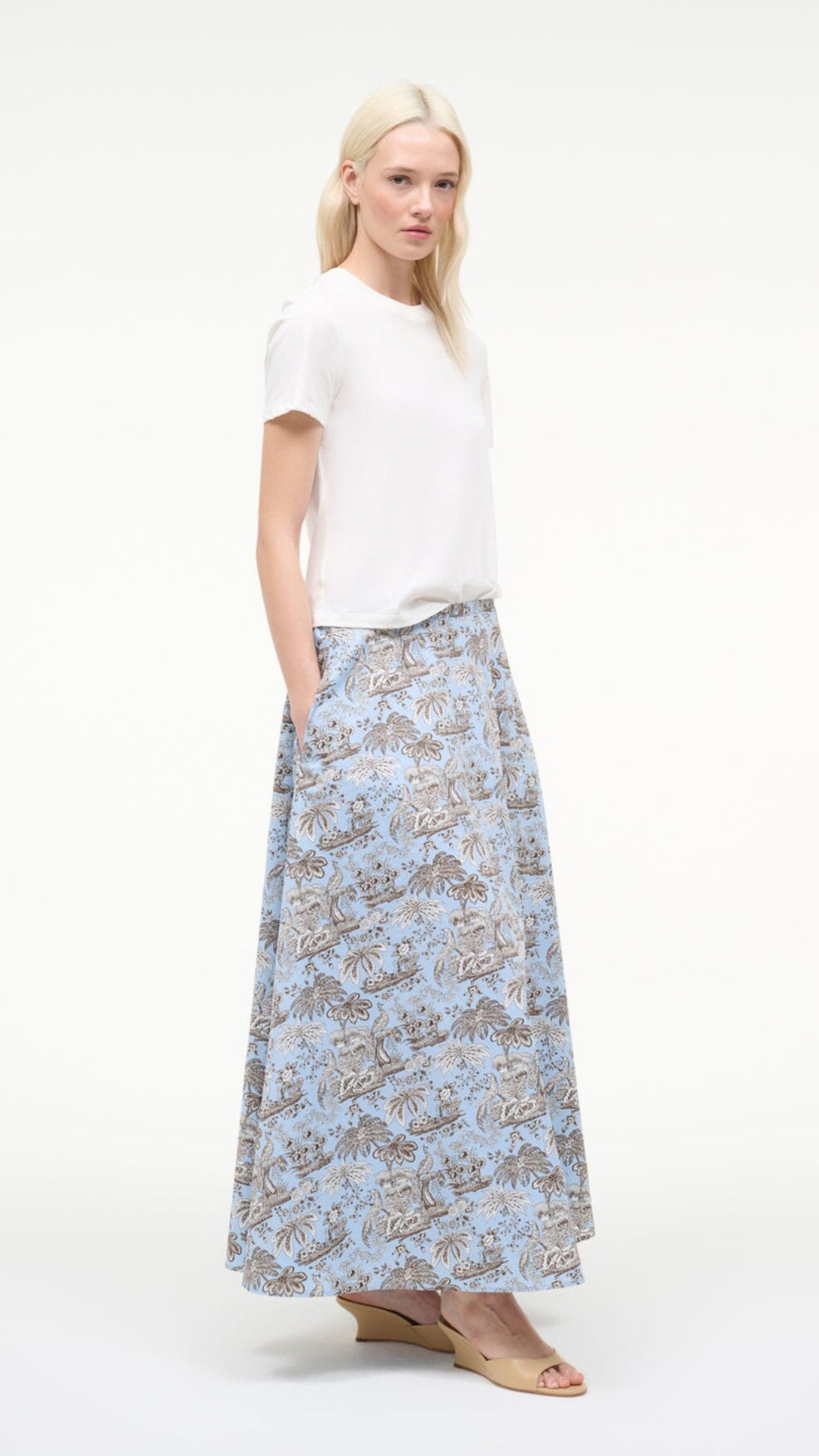 Staud Axel Skirt in Sky Toile