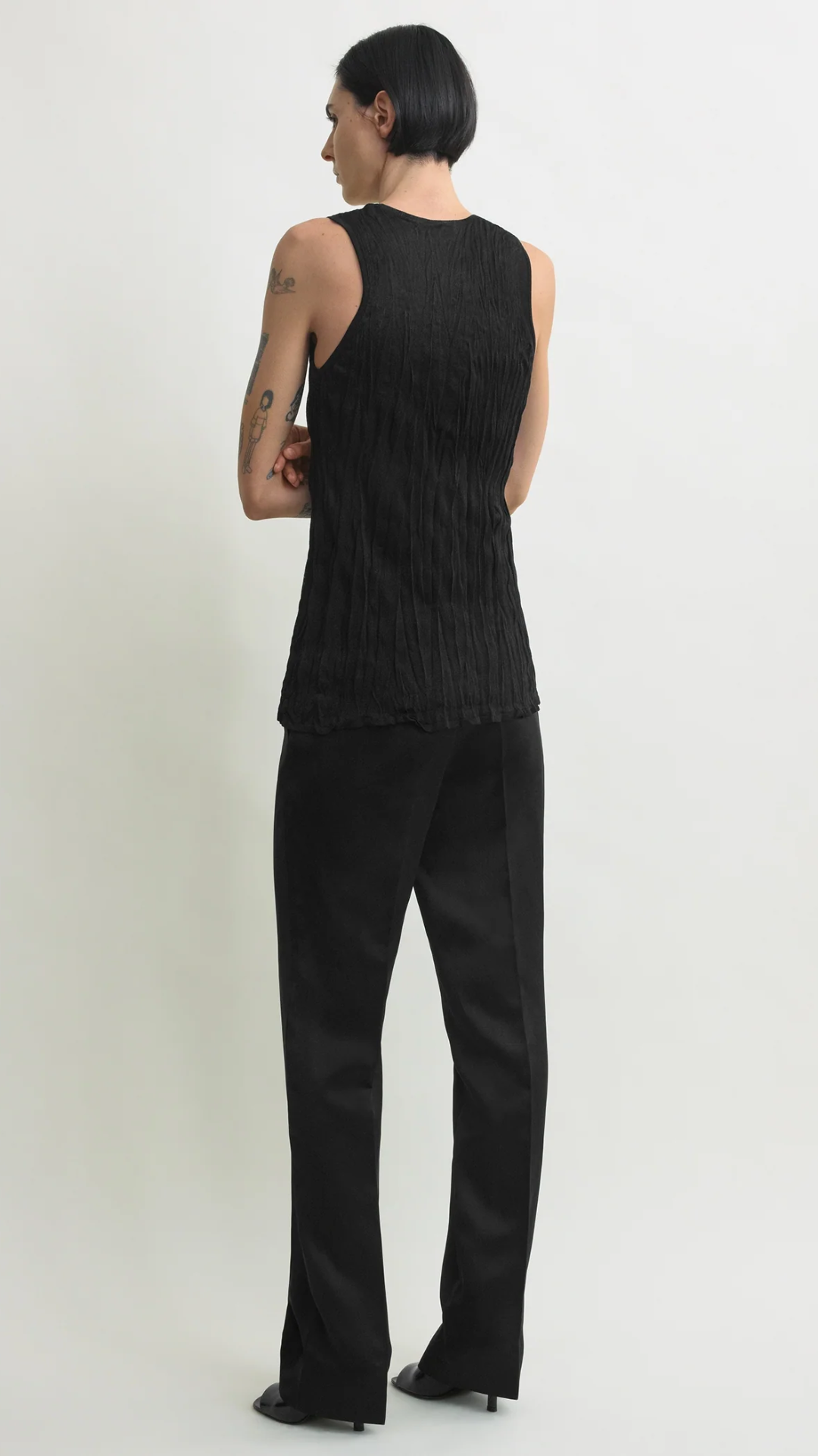 Toteme Crinkled Knit Tank in Black Toteme Crinkled Knit Tank in Black
