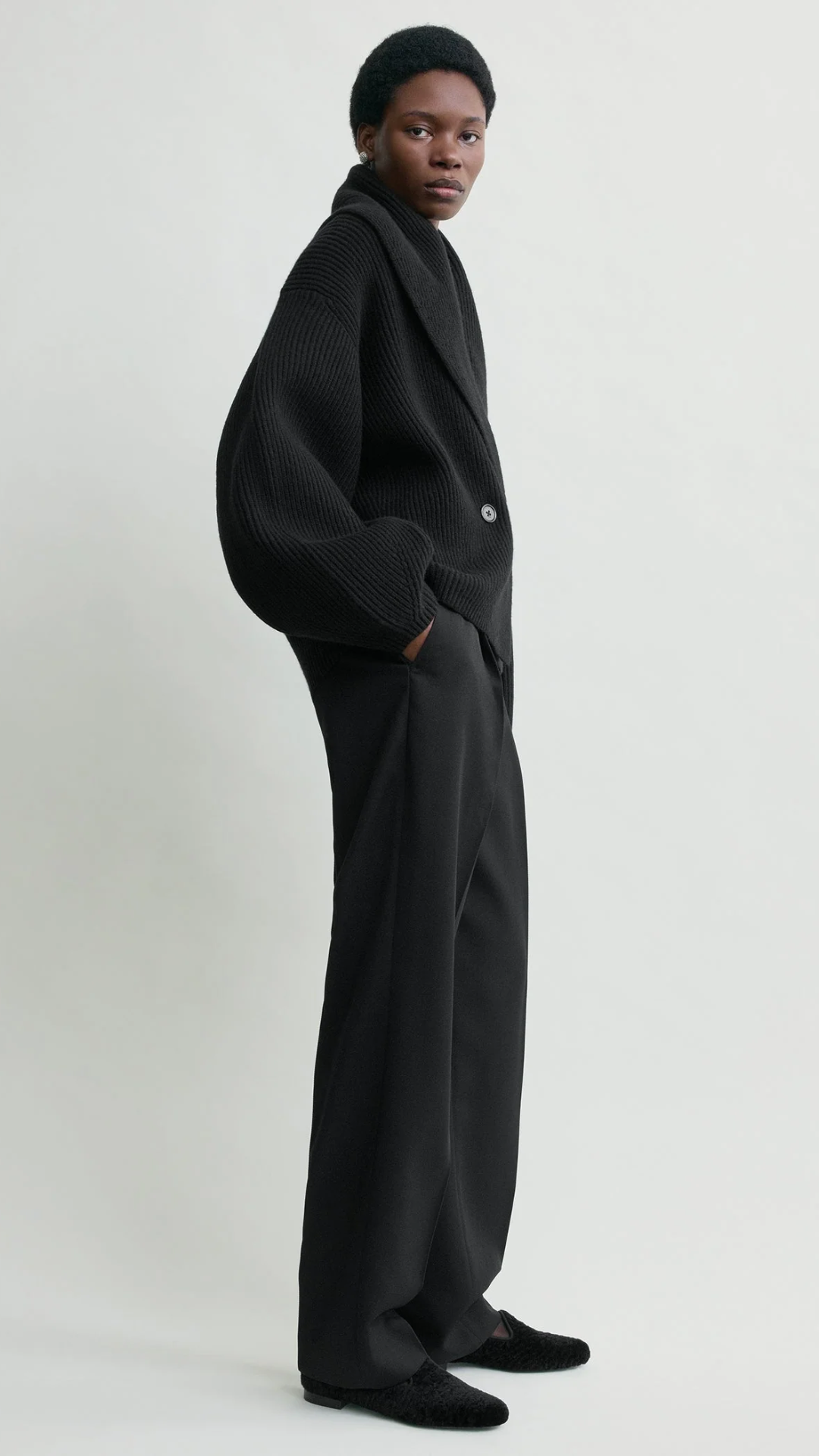 Toteme Shawl Lapel Cardigan in Black