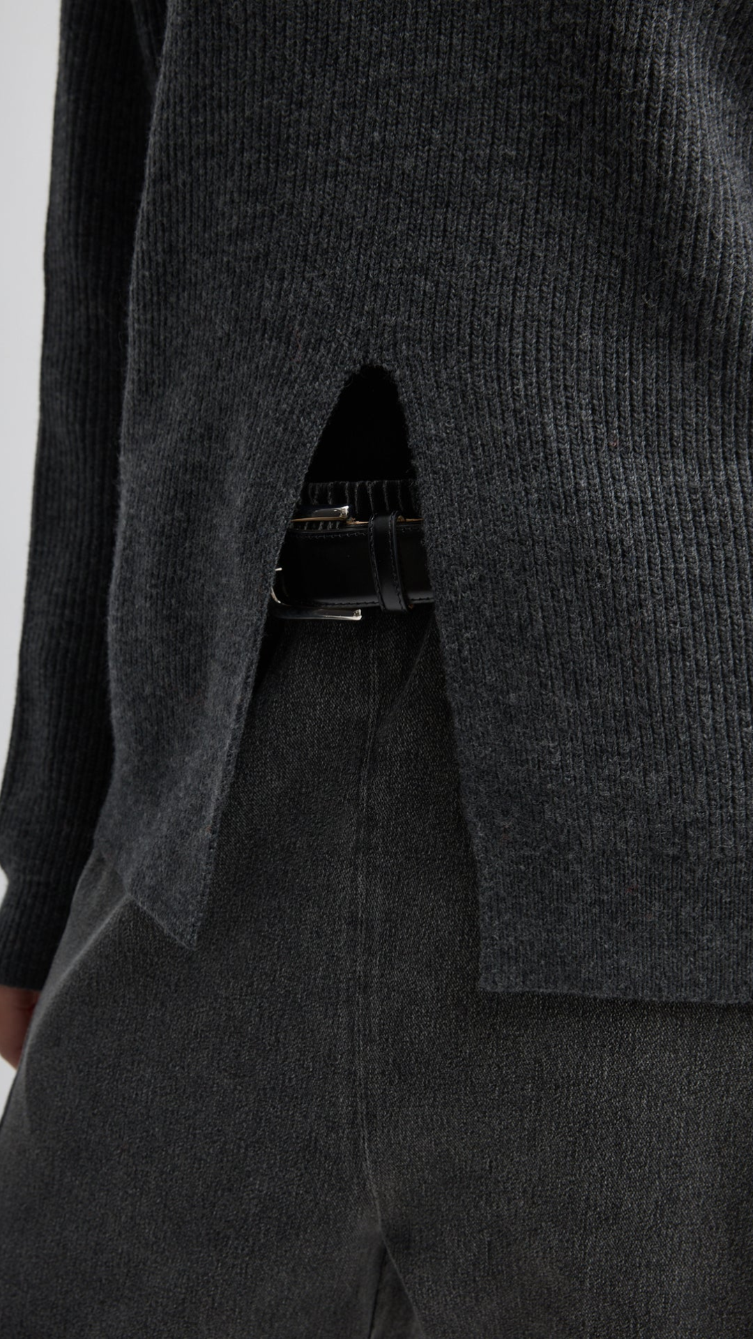 Tibi Cardigan Stitch Split Front Crewneck
