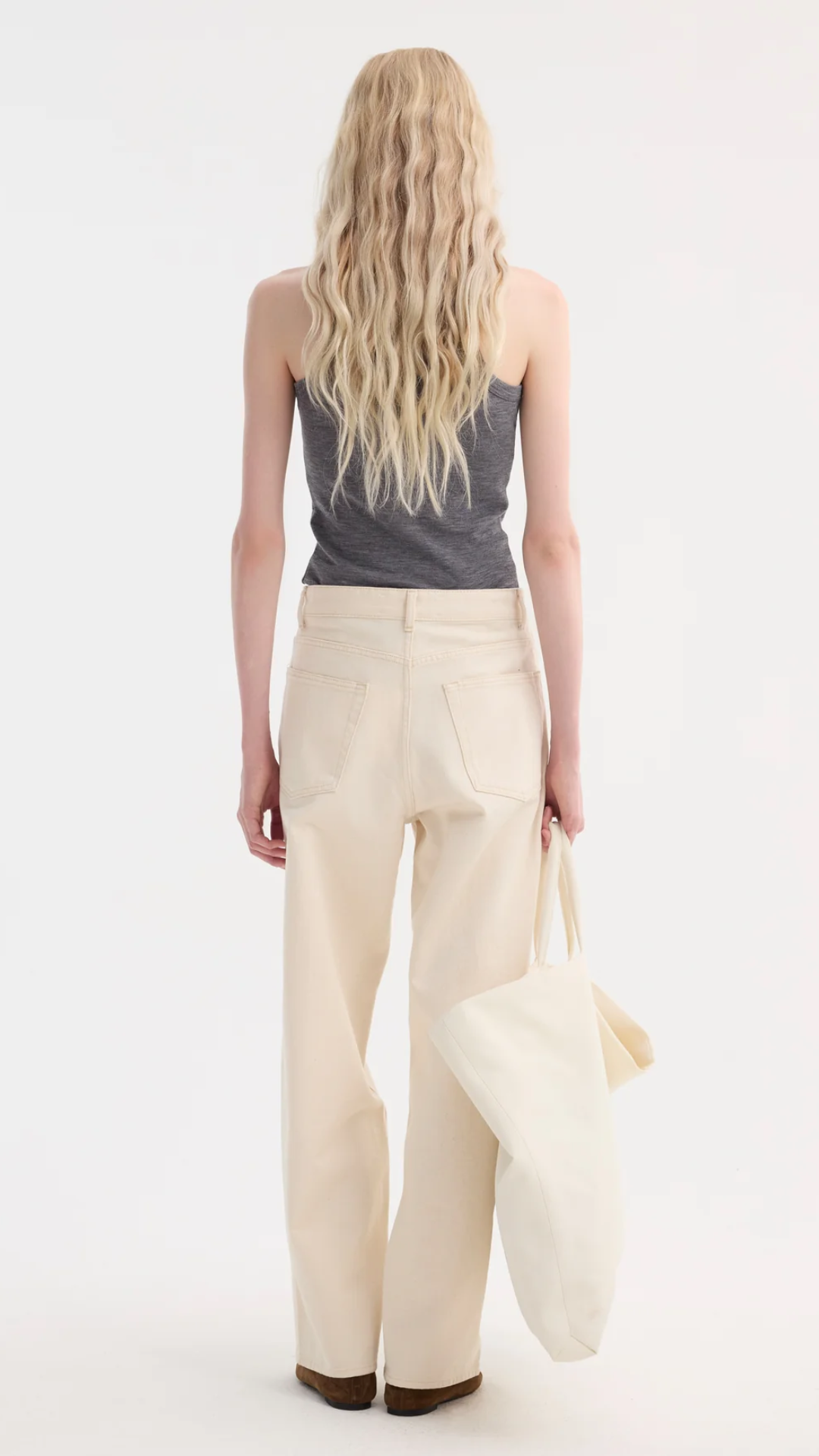 Rohe Racerback Merino Jersey Tank in Grey Melange