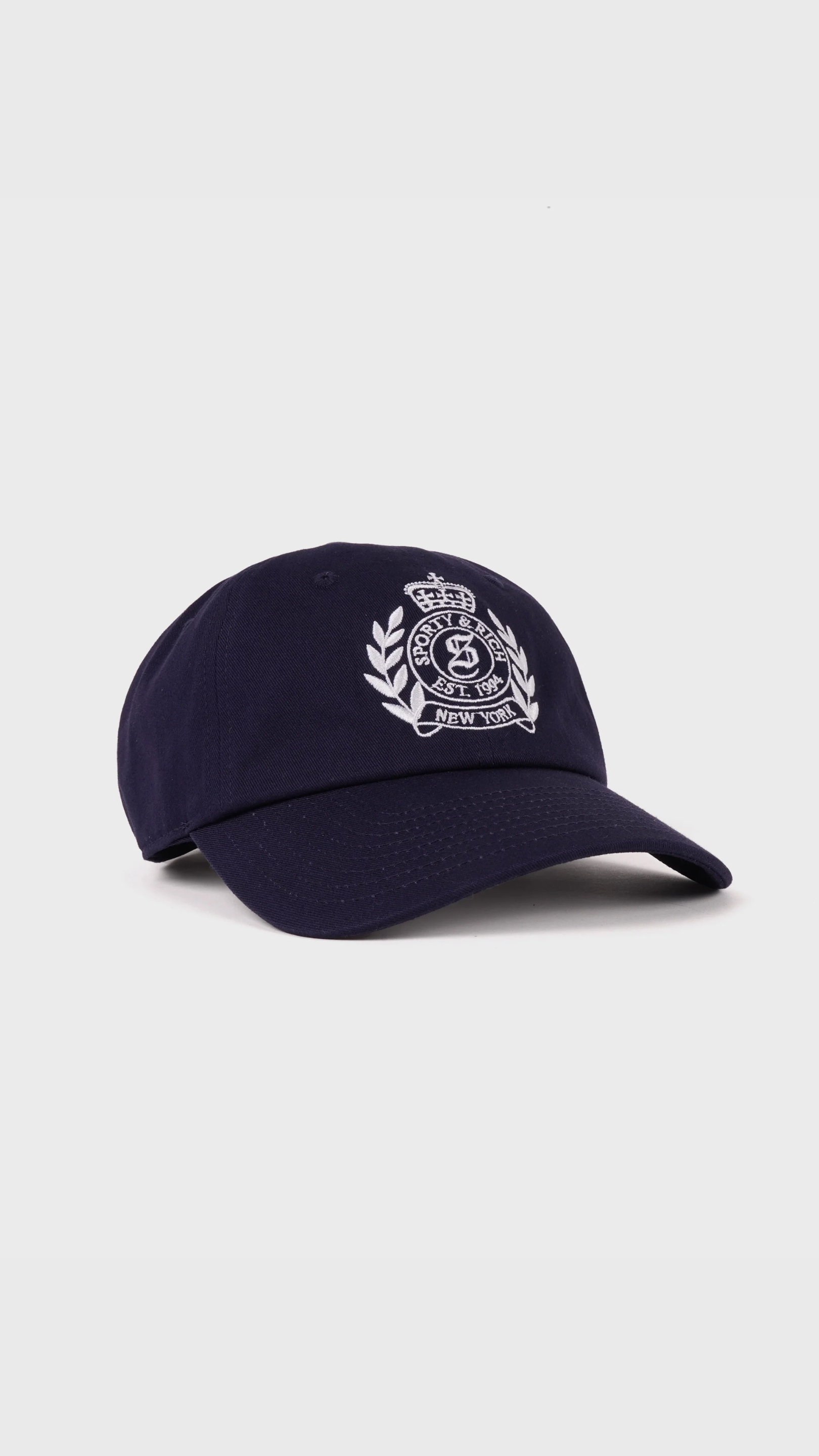Sporty & Rich NY Crest Hat in Dark Navy/White
