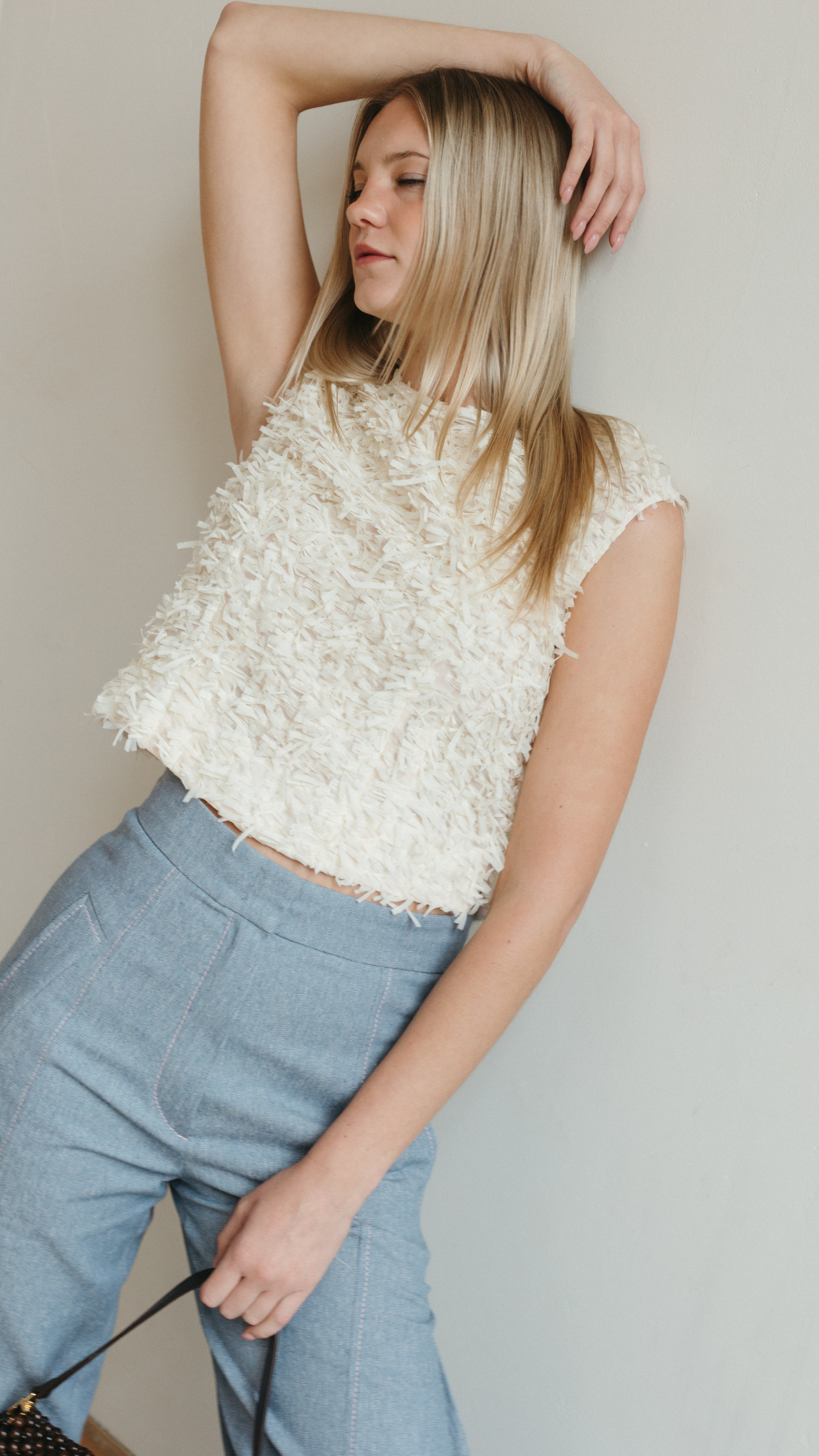 Odeeh Sleeveless Embellished Top in Cream