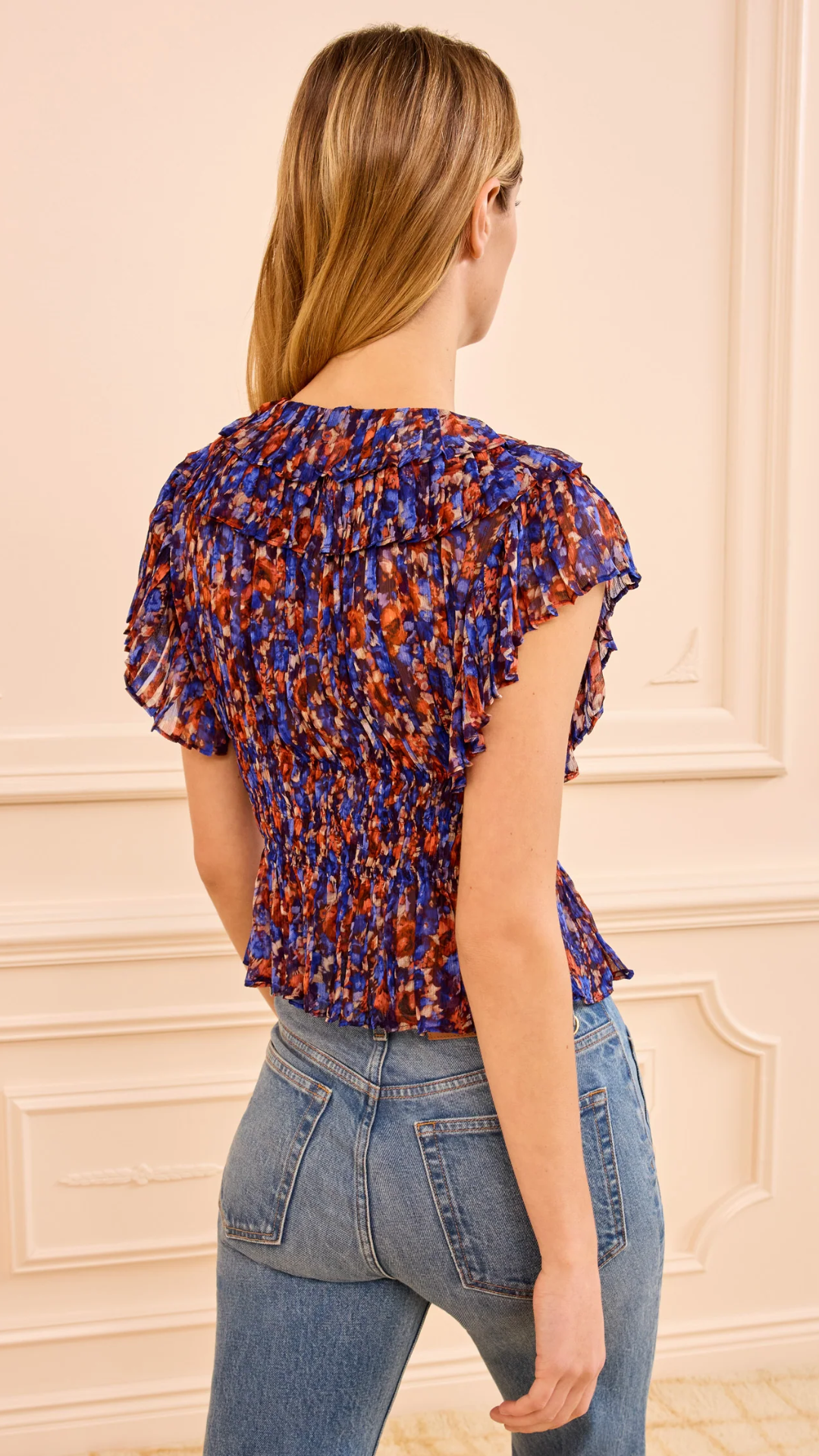 Ulla Johnson Athene Short Sleeve Silk Top in Violet