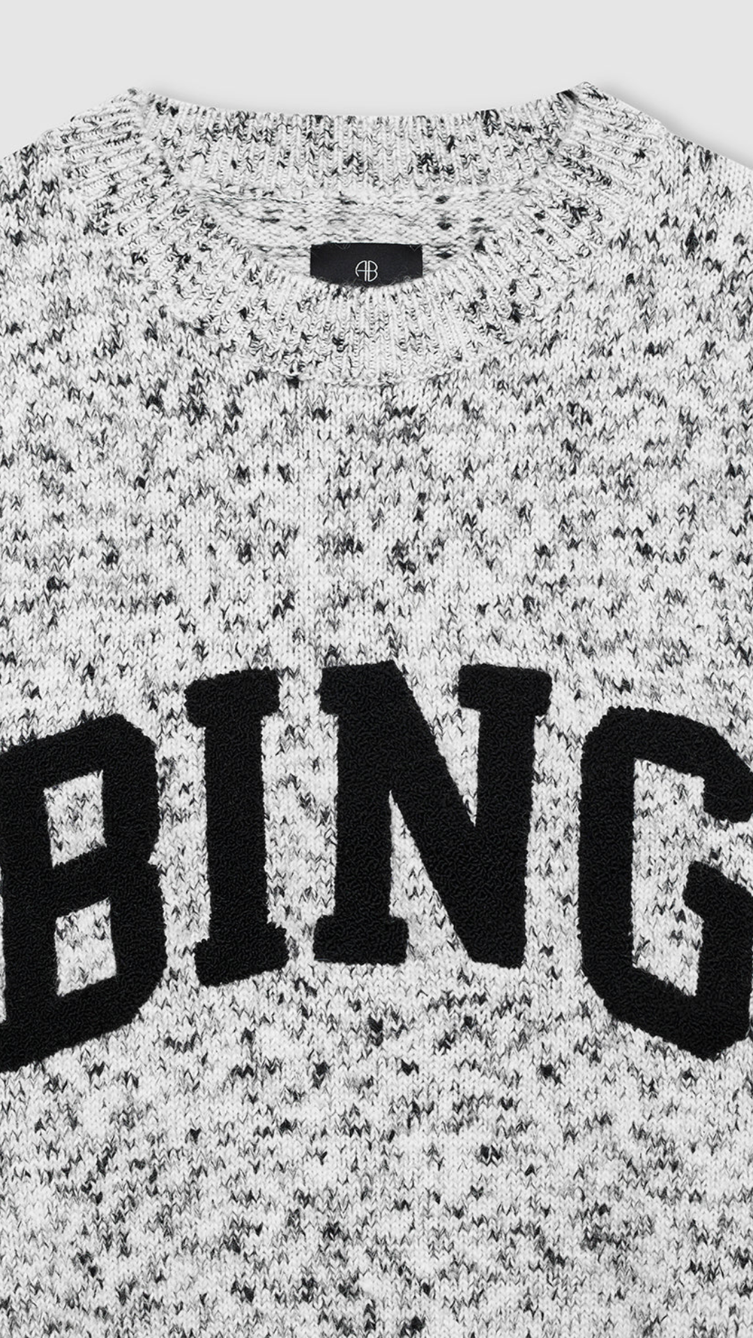 Anine Bing Sydney Crew Sweater Bing in Marled White