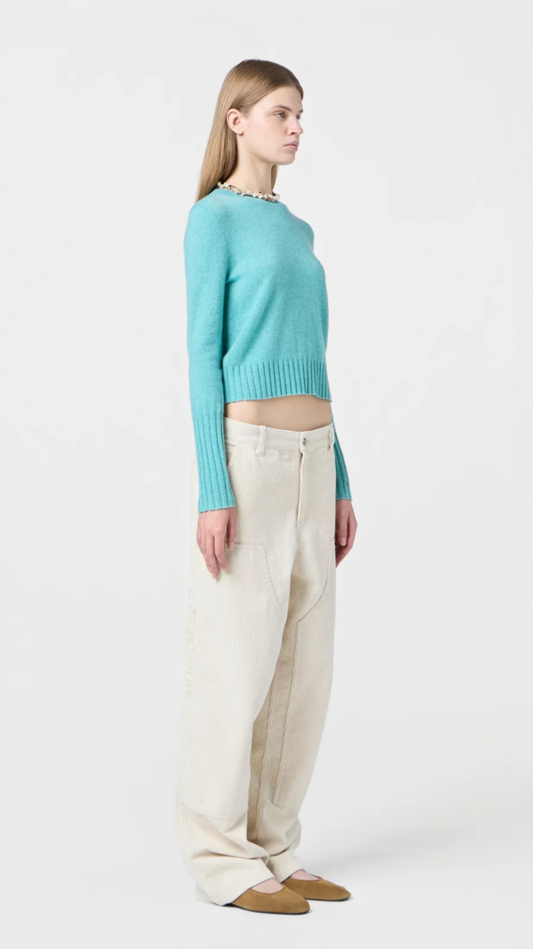Guest in Residence Shrunken Crew Sweater in Glacier