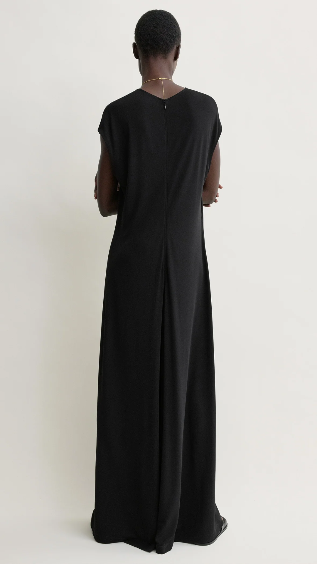 Toteme V-Neck Jersey Dress in Black