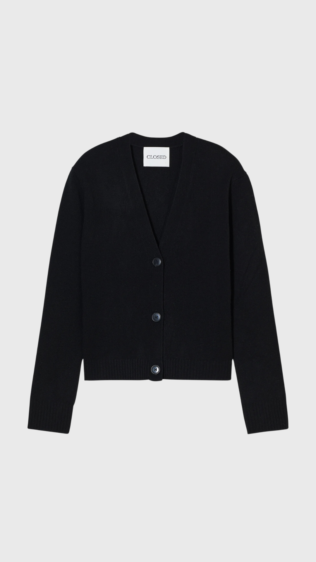 Closed V Neck Cardigan in Black