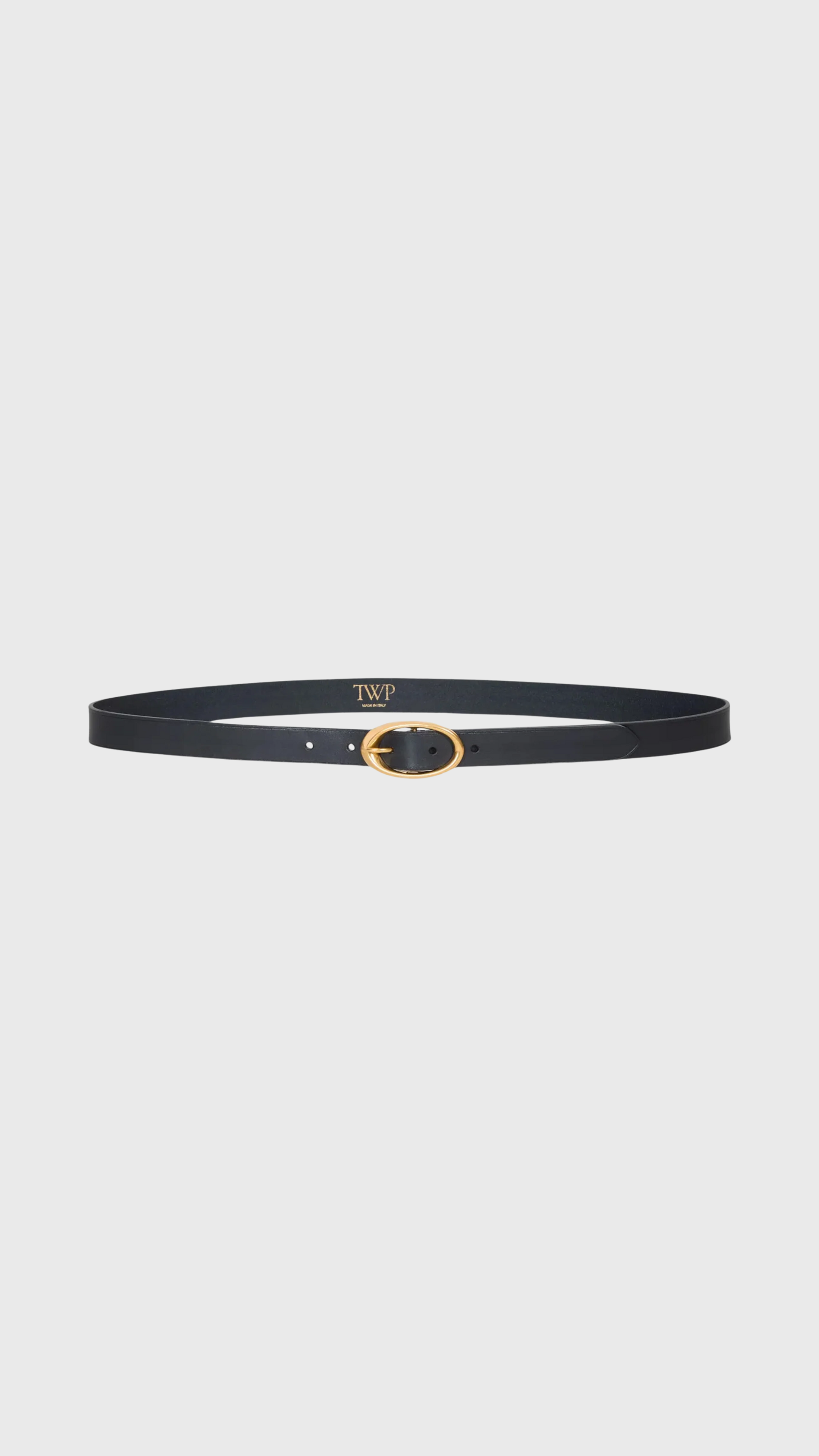 TWP Narrow Leather Belt in Midnight