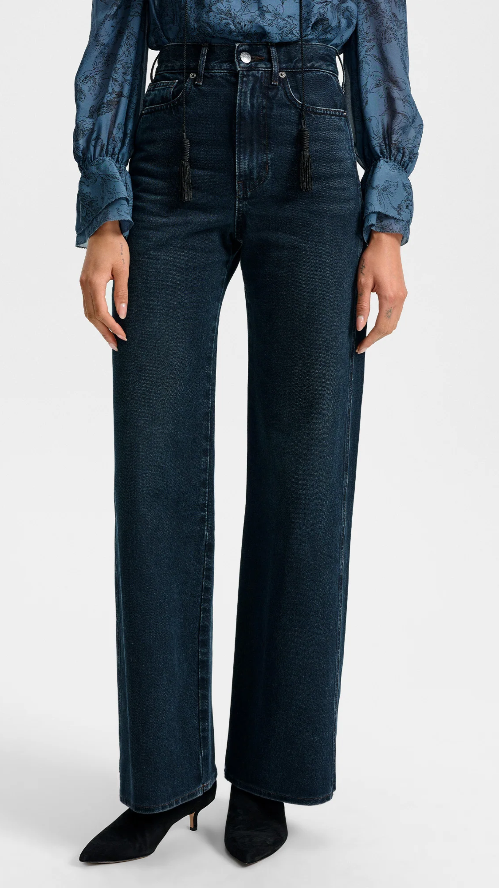 Veronica Beard Taylor High Rise Wide Leg Jean in Dark Midnight