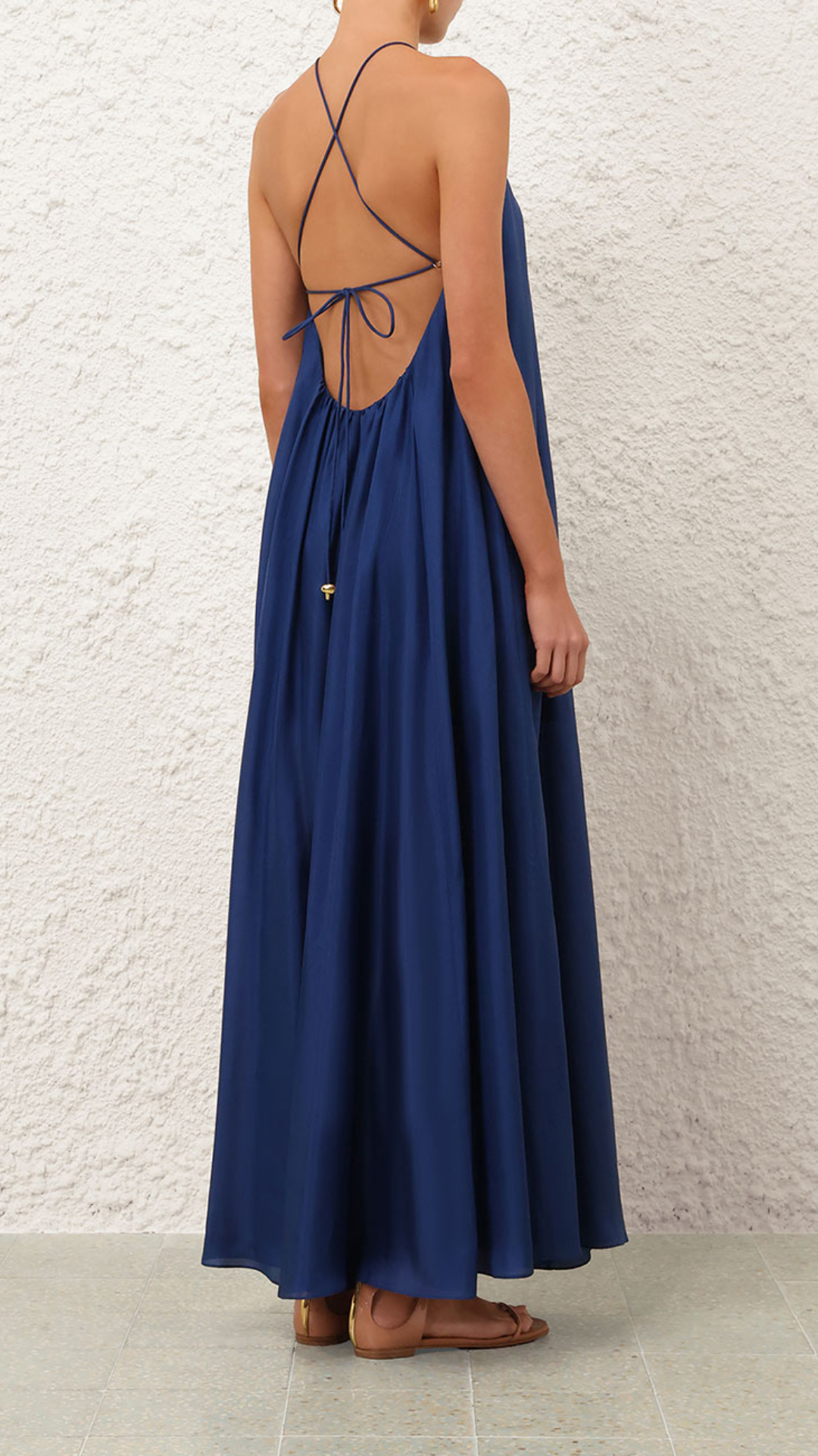 Zimmermann Aster Gathered Bead Maxi Dress in Dark Cobalt