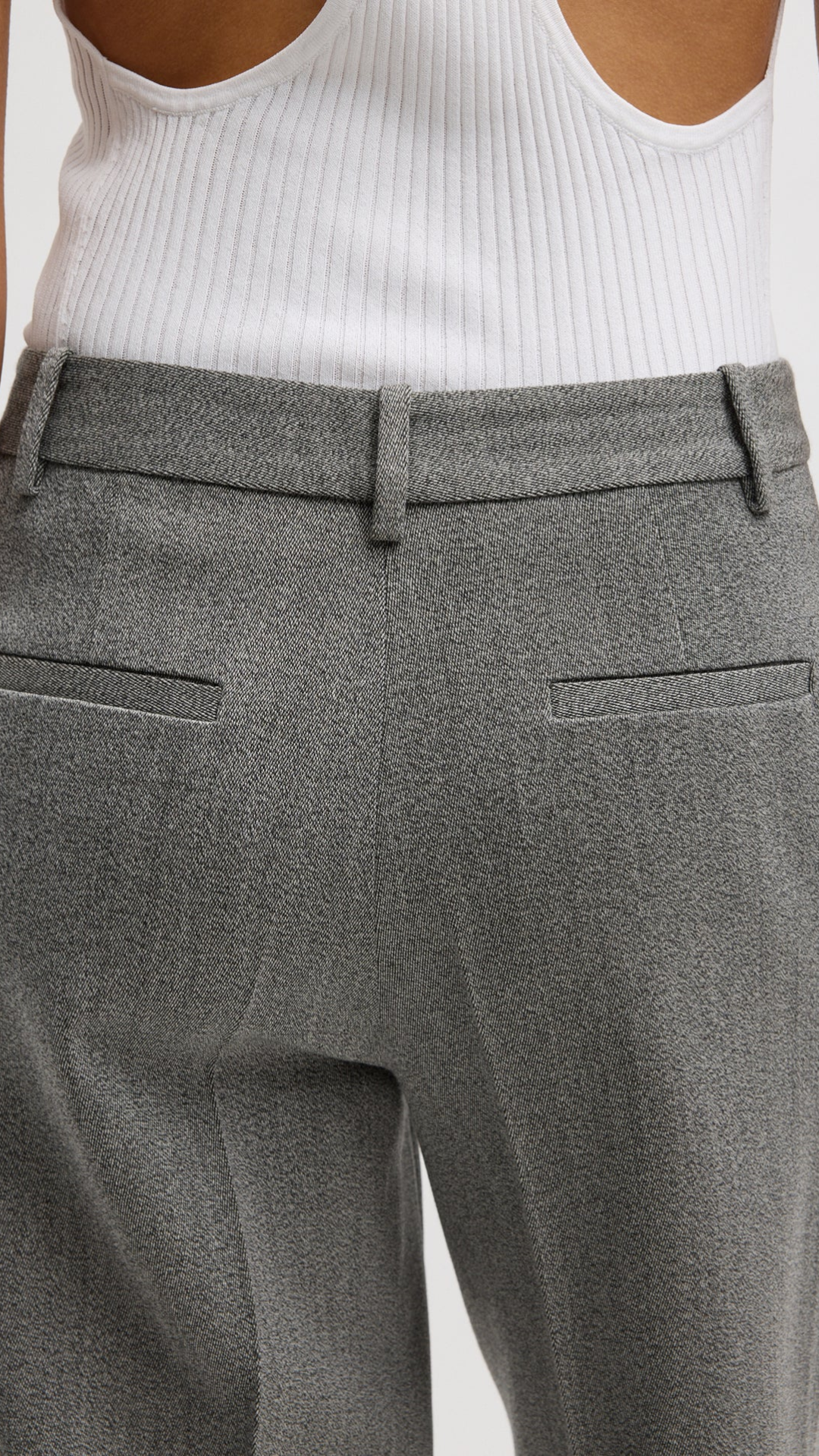 Tibi Structured Wool Zip Trouser in Grey Multi