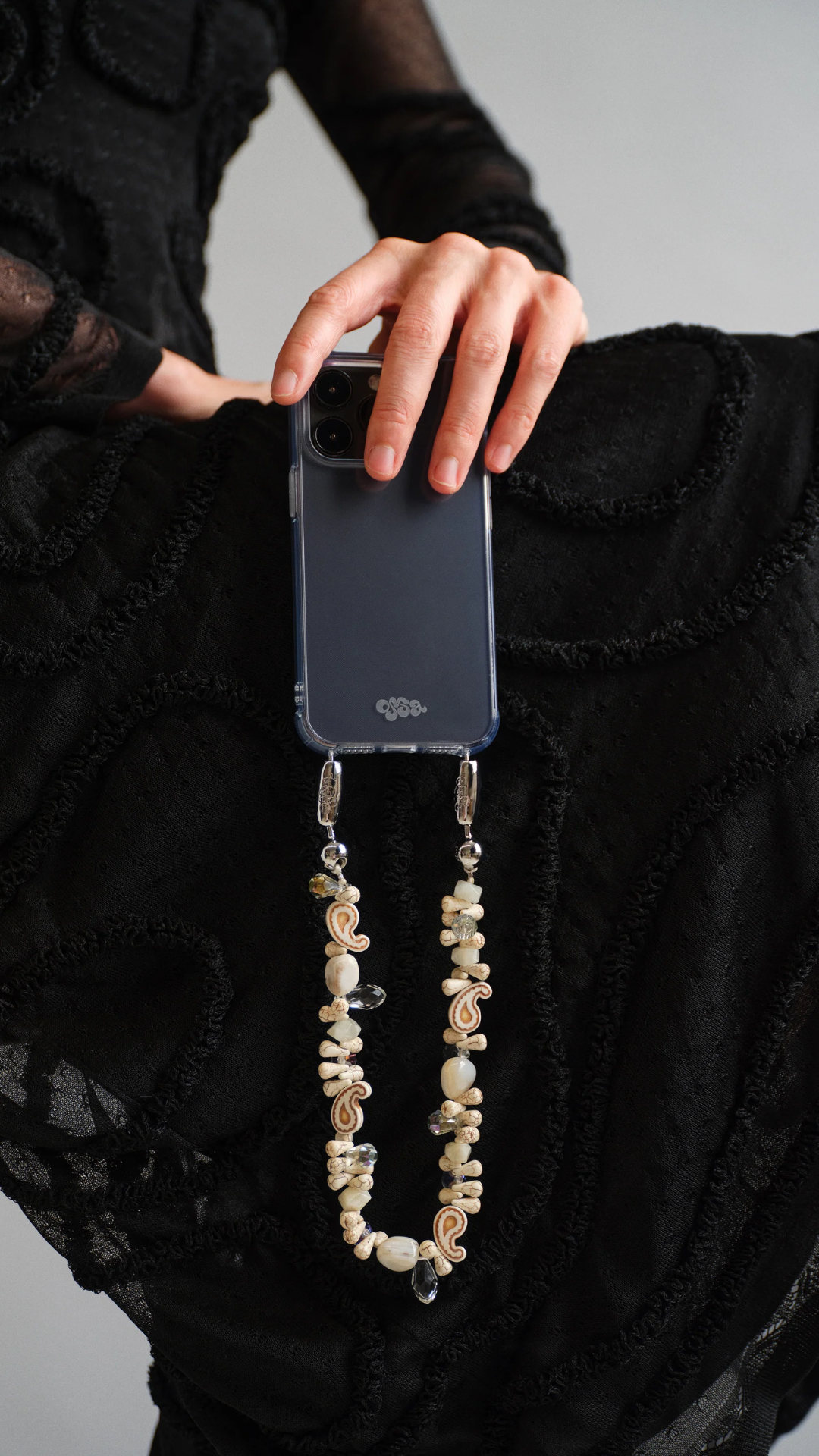 Ossa Crystal Paisley Wristlet in Bone