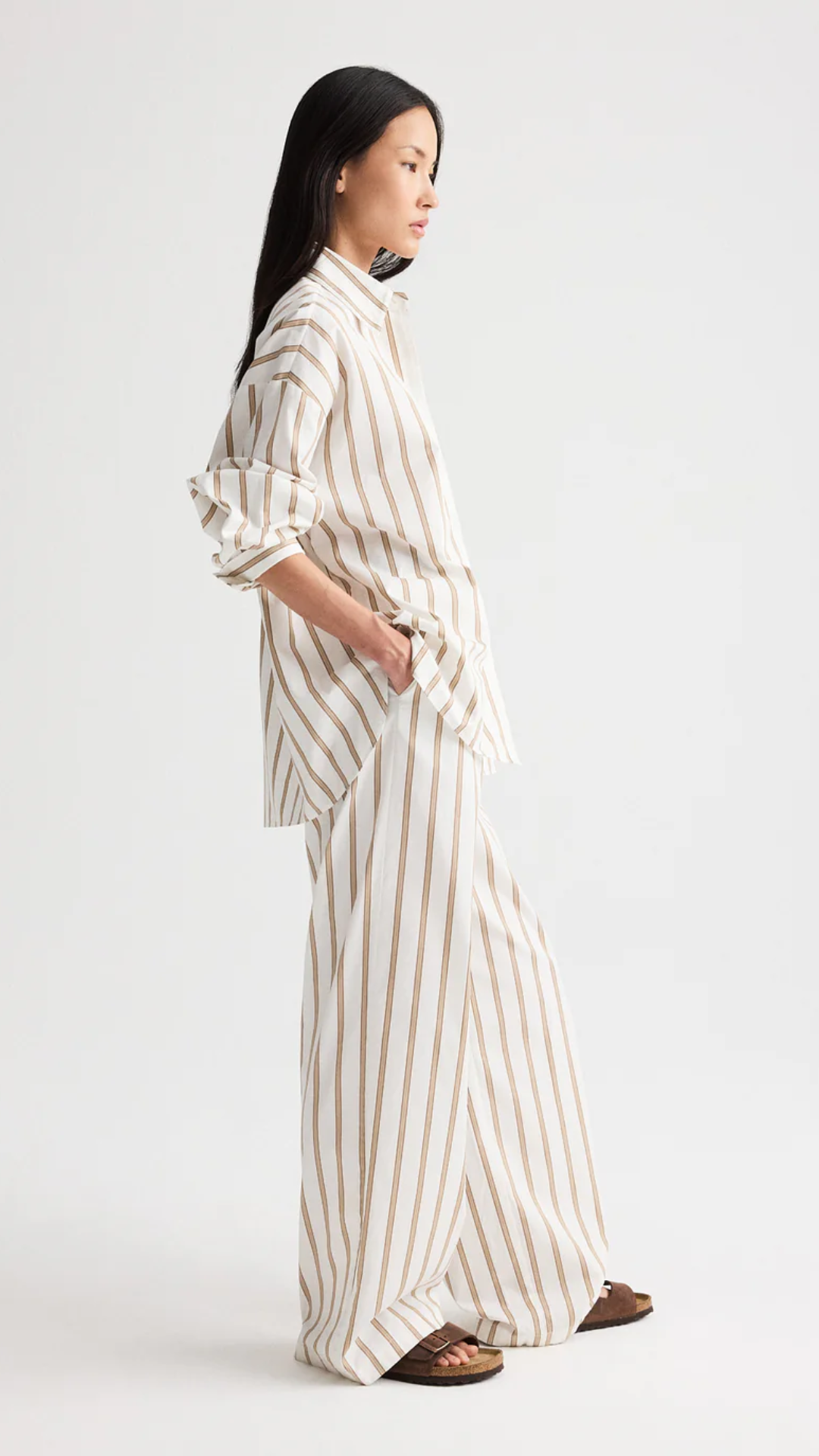TWP Something Borrowed Shirt in White/Khaki