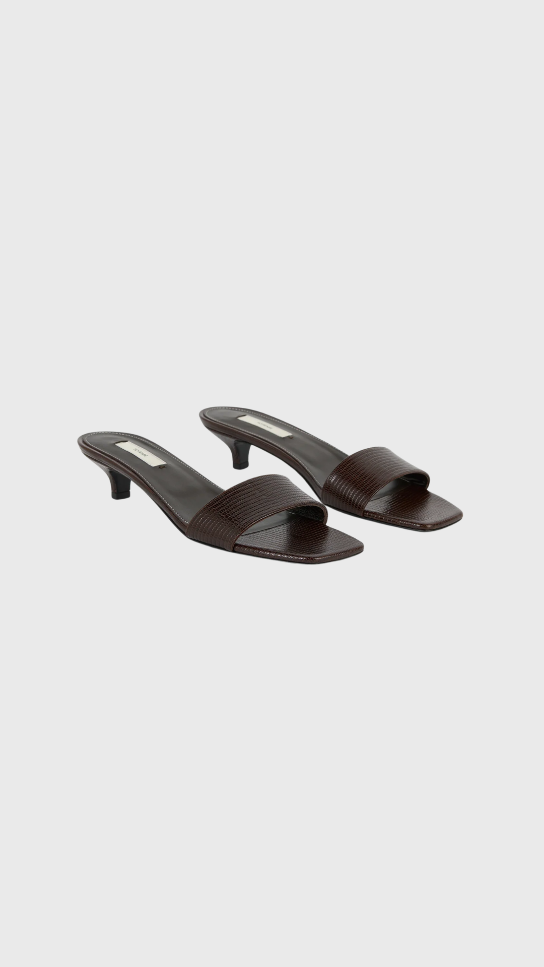 Toteme Slim Lizzard-Ebossed Leather Mules in Brown