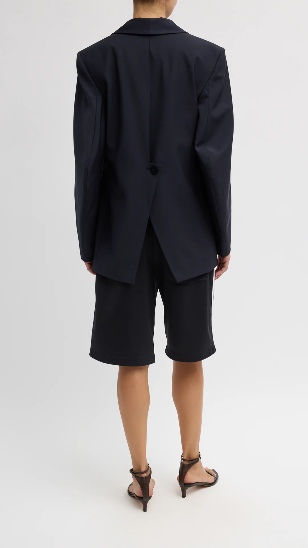 Tibi Tropical Wool Sculpted Blazer in Navy