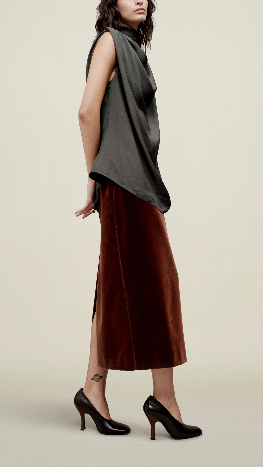 Kallmeyer Penny Draped Top in Chrome