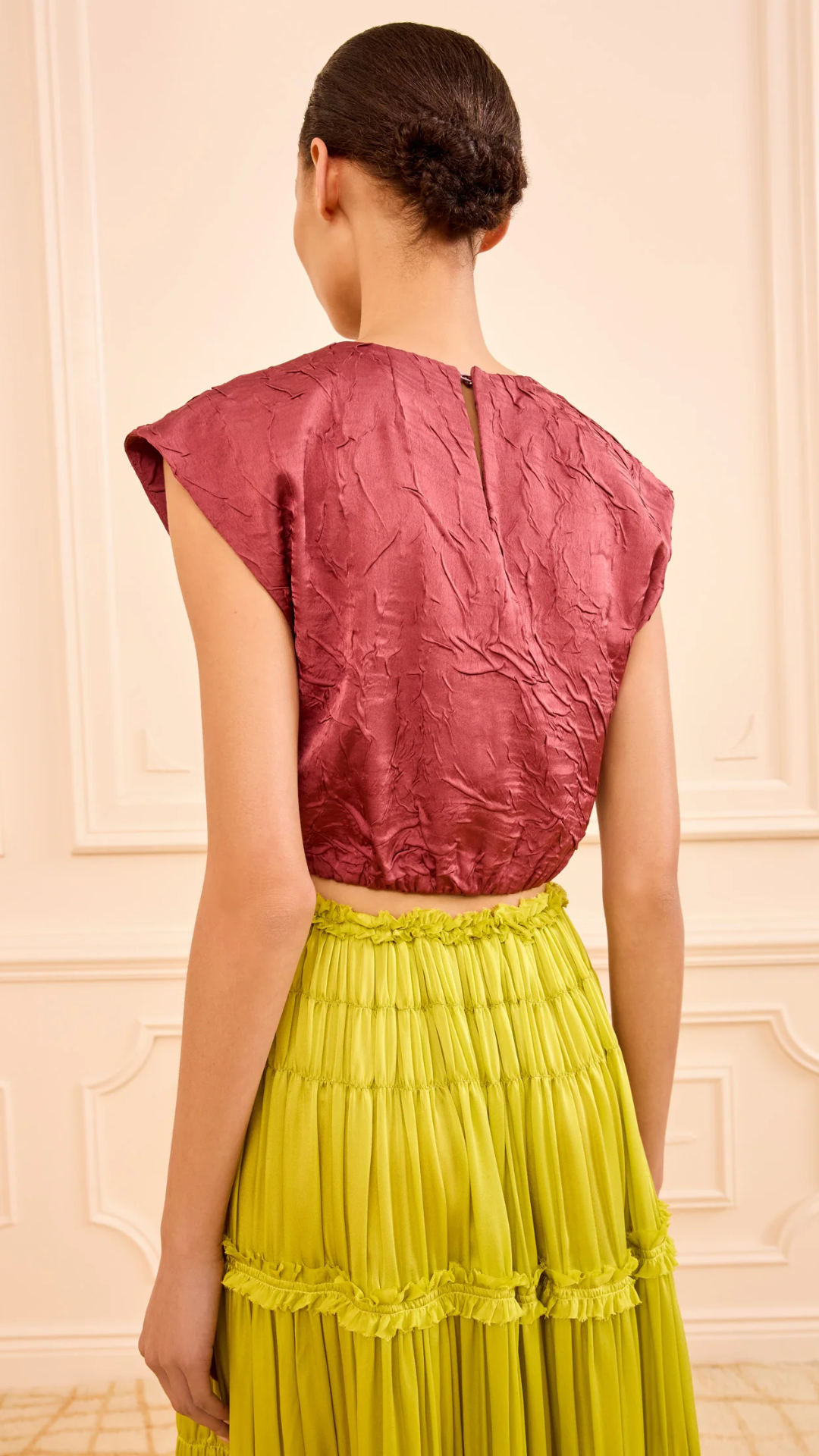 Ulla Johnson Gisella Satin Crop Top in Fig