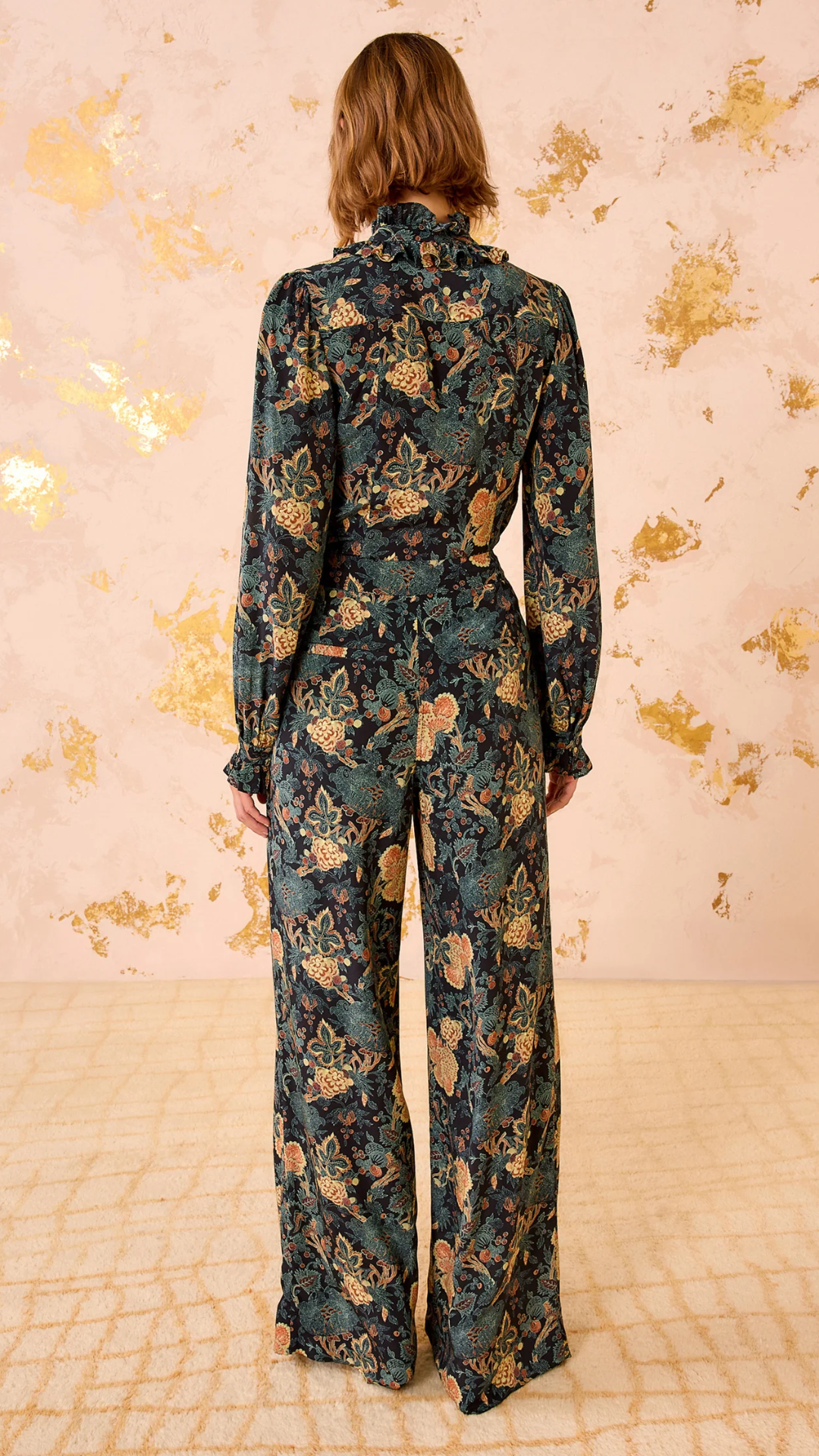 Ulla Johnson Aviva Silk High Waist Wide Leg Pant in Nuit