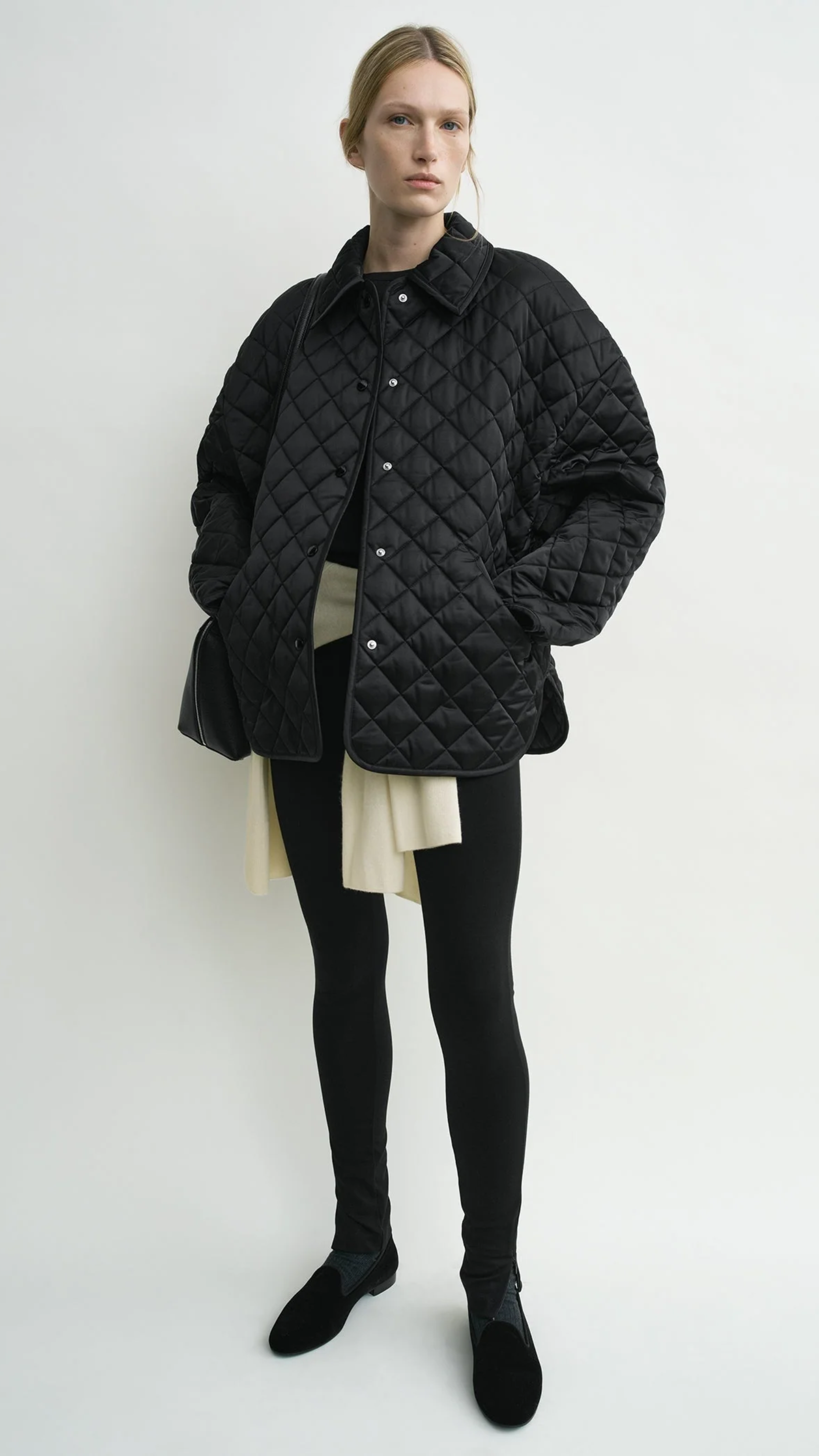 Toteme Collared Quilted Jacket in Black