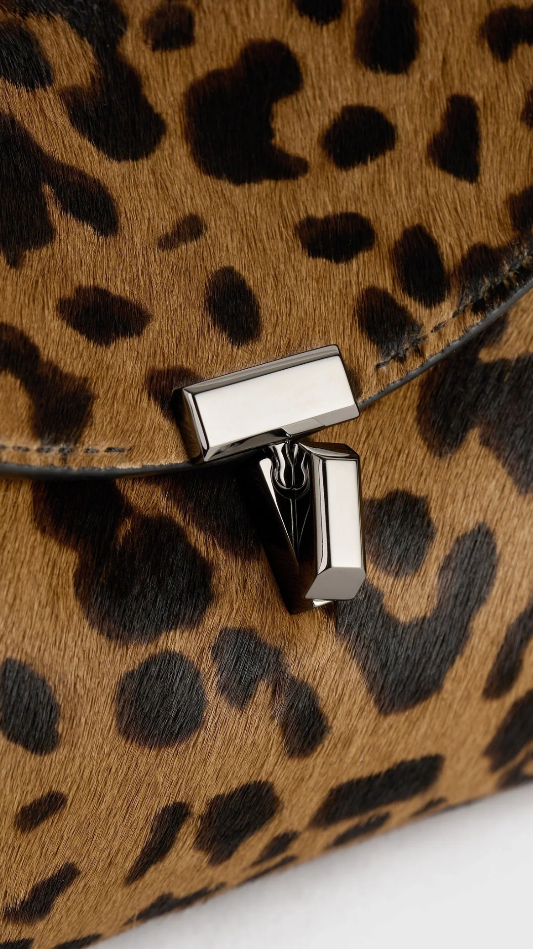 Toteme Mini T-Lock Pony Hair Clutch in Leopard