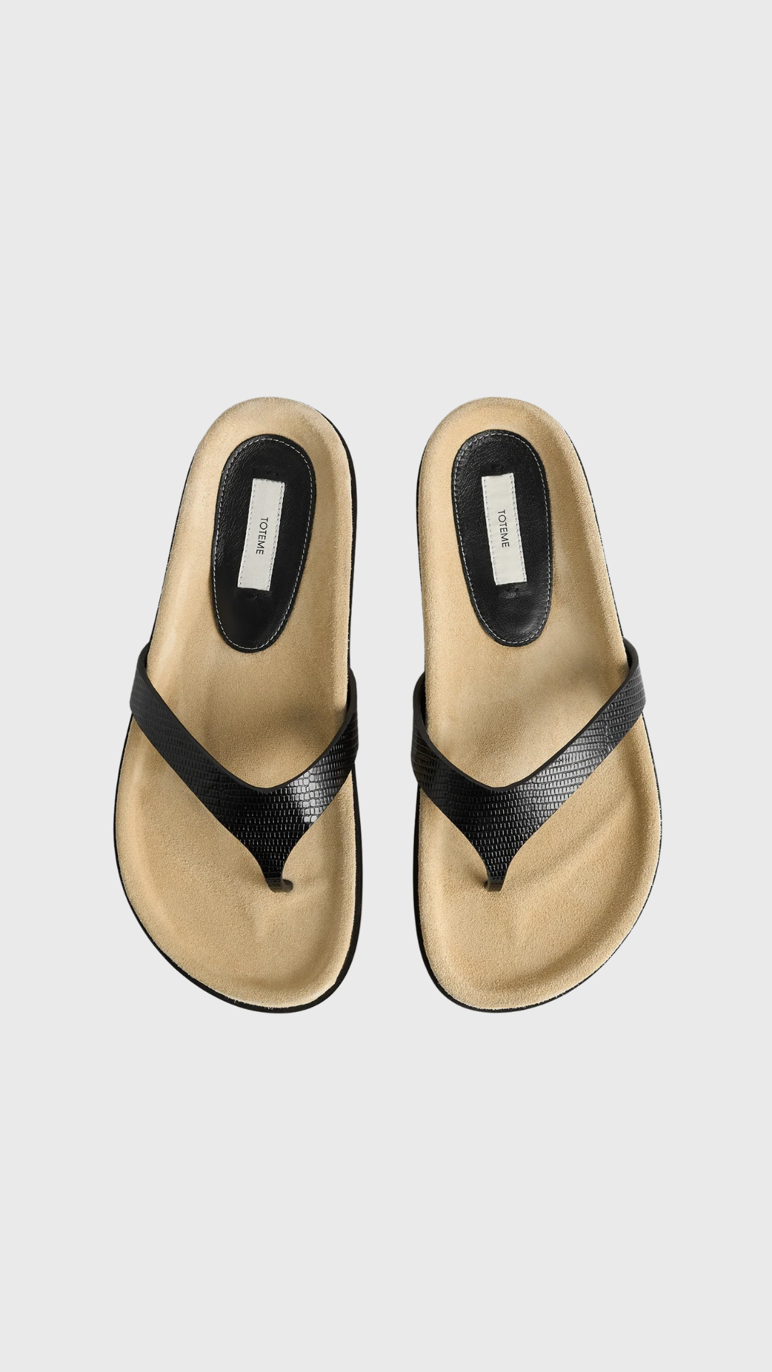 Toteme Swift Lizzard Embossed Sandals in Beige/Black