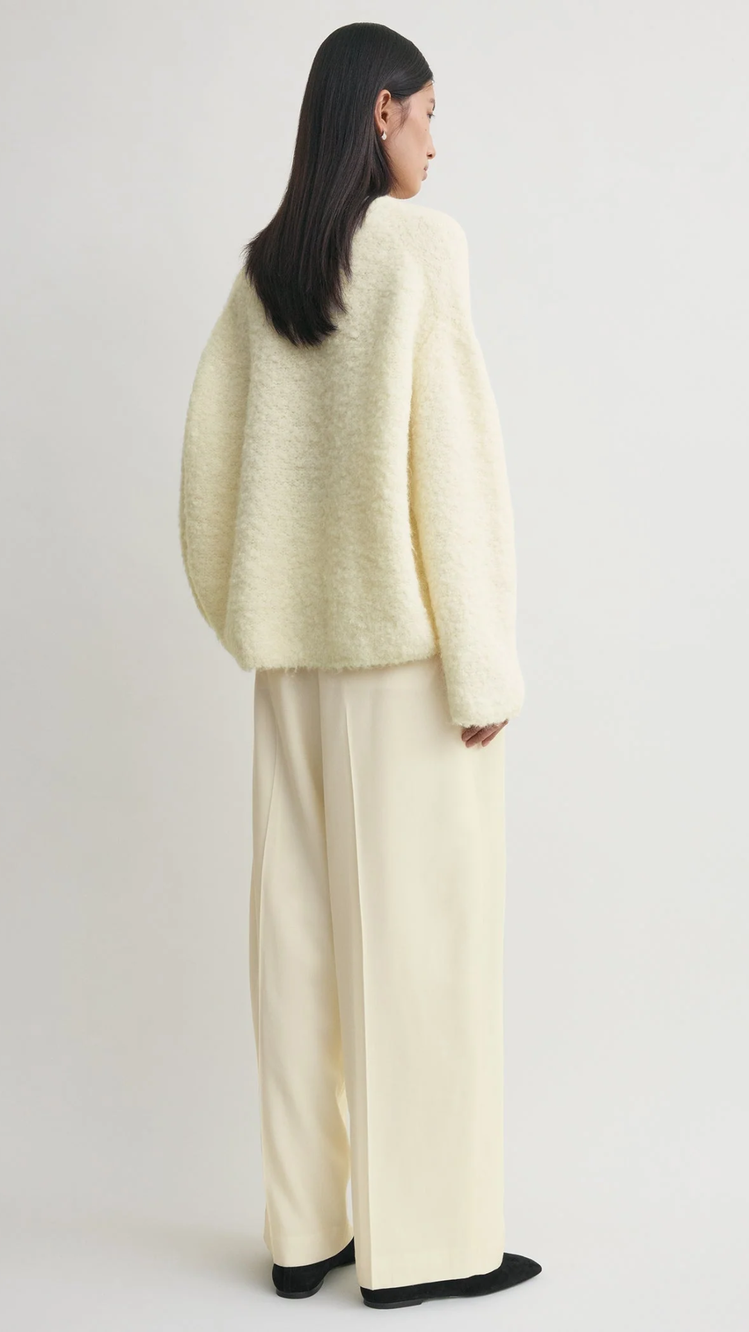 Toteme Boxy Boucle Knit Sweater  in Milk