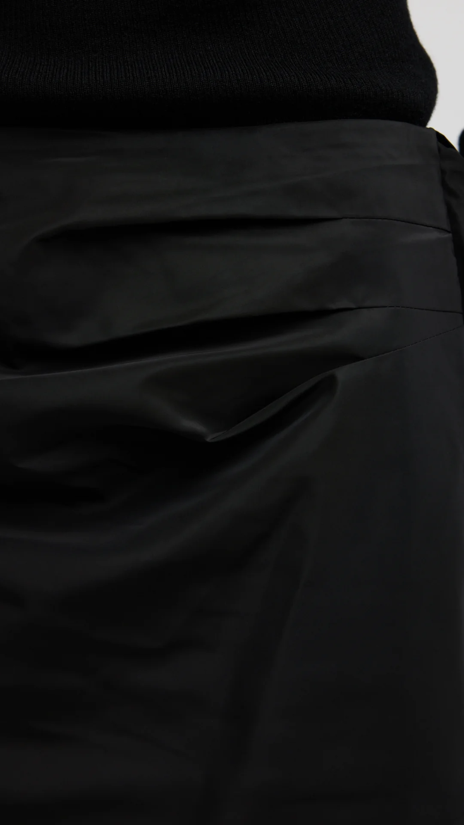 Tibi Sporty Nylon Ribbon Skirt in Black