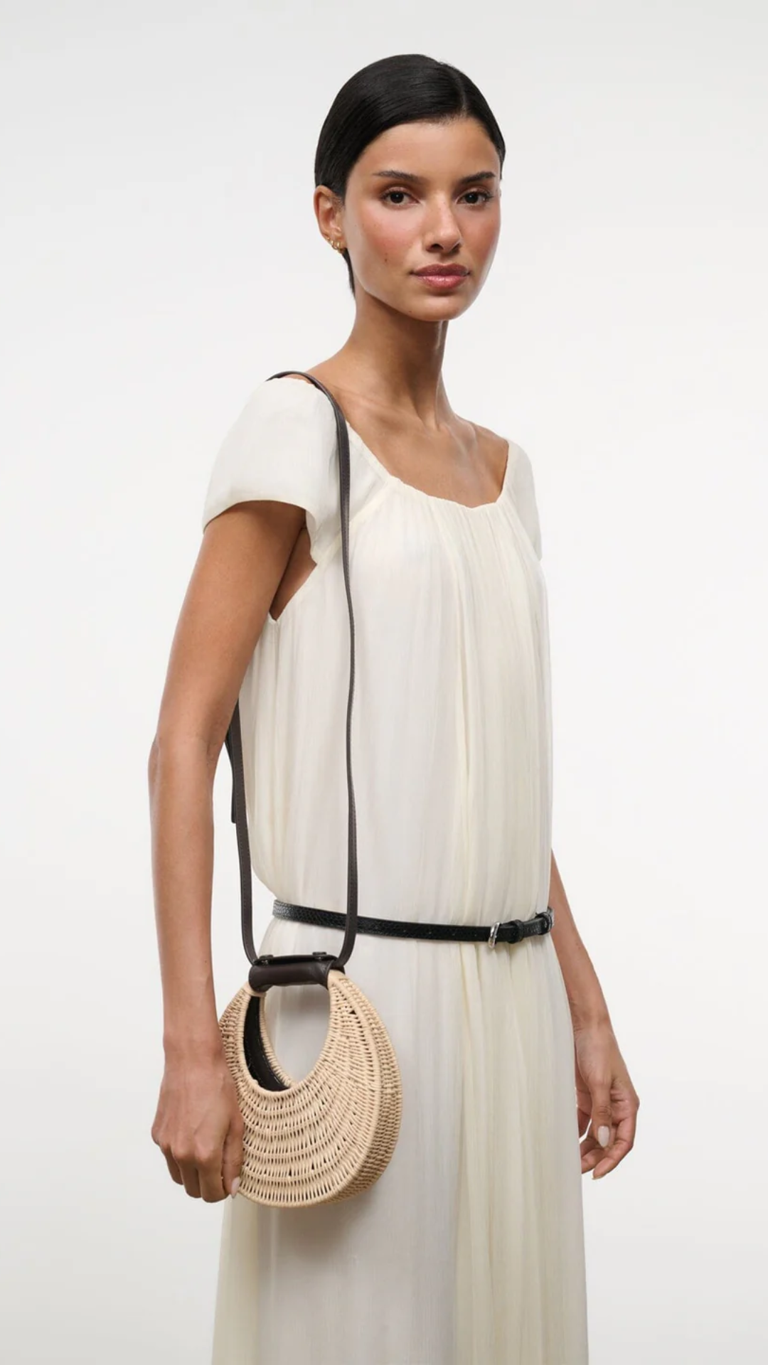Staud Good Night Moon Wicker Bag in Natural