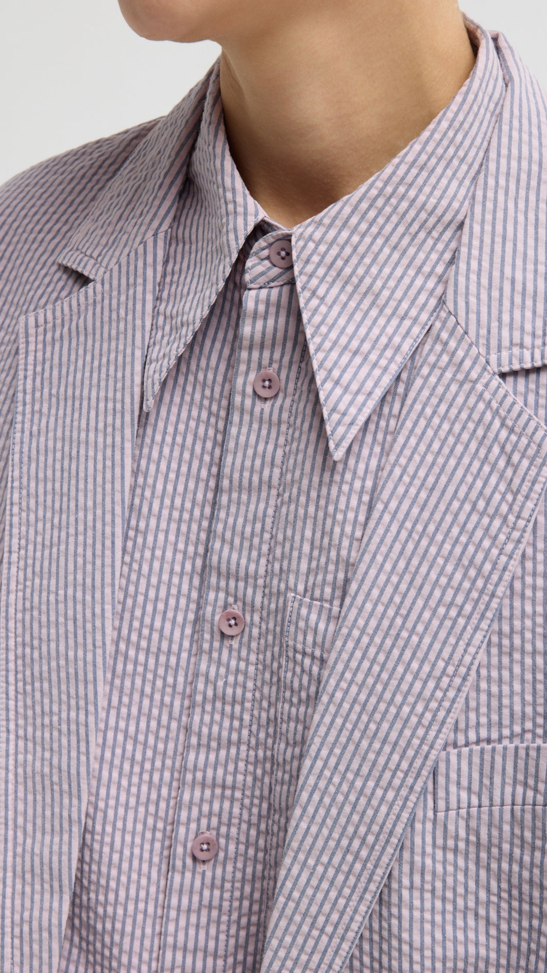 Tibi Garment Dyed Seersucker Liam Blazer in Mauve