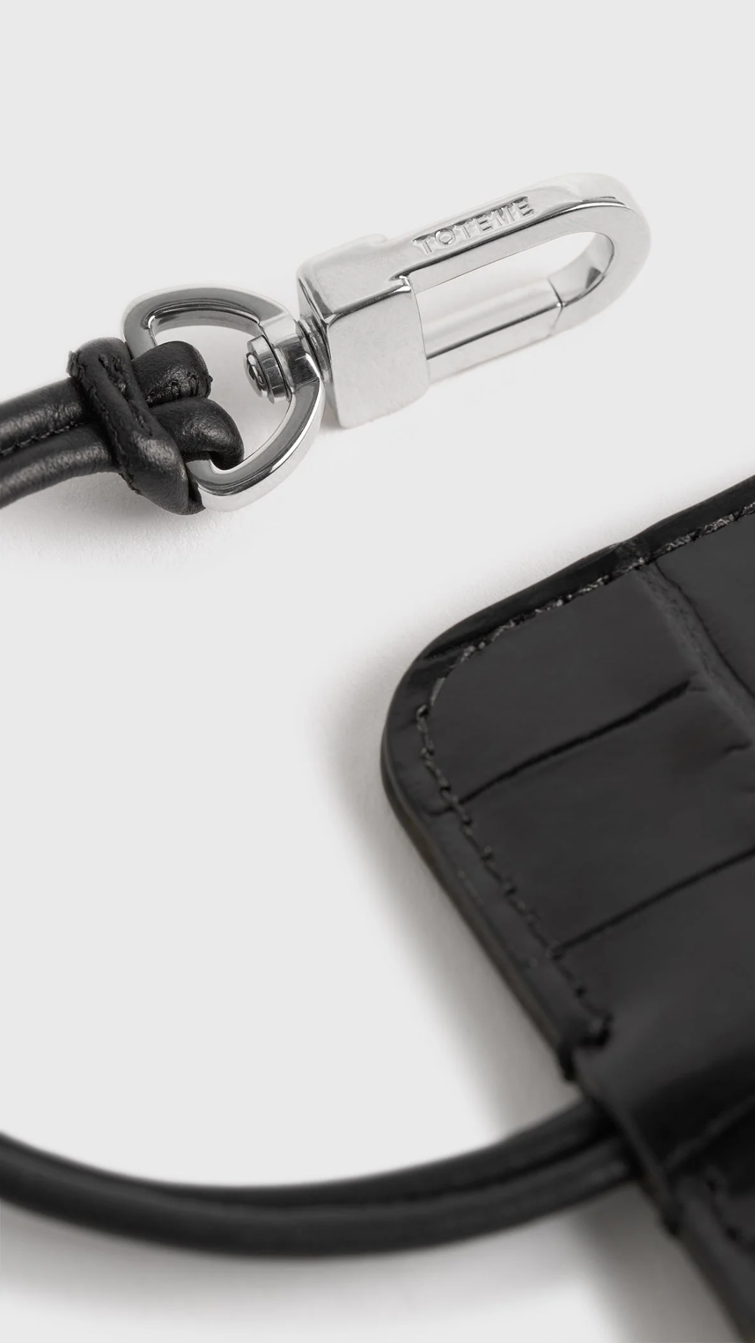 Toteme Croco Embossed Keyring in Black