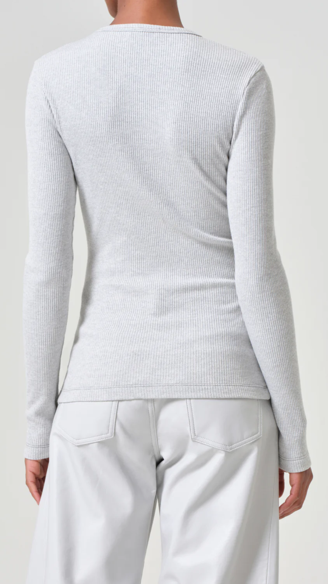 Agolde Delphi Slim Long Sleeve Tee in Grey Heather