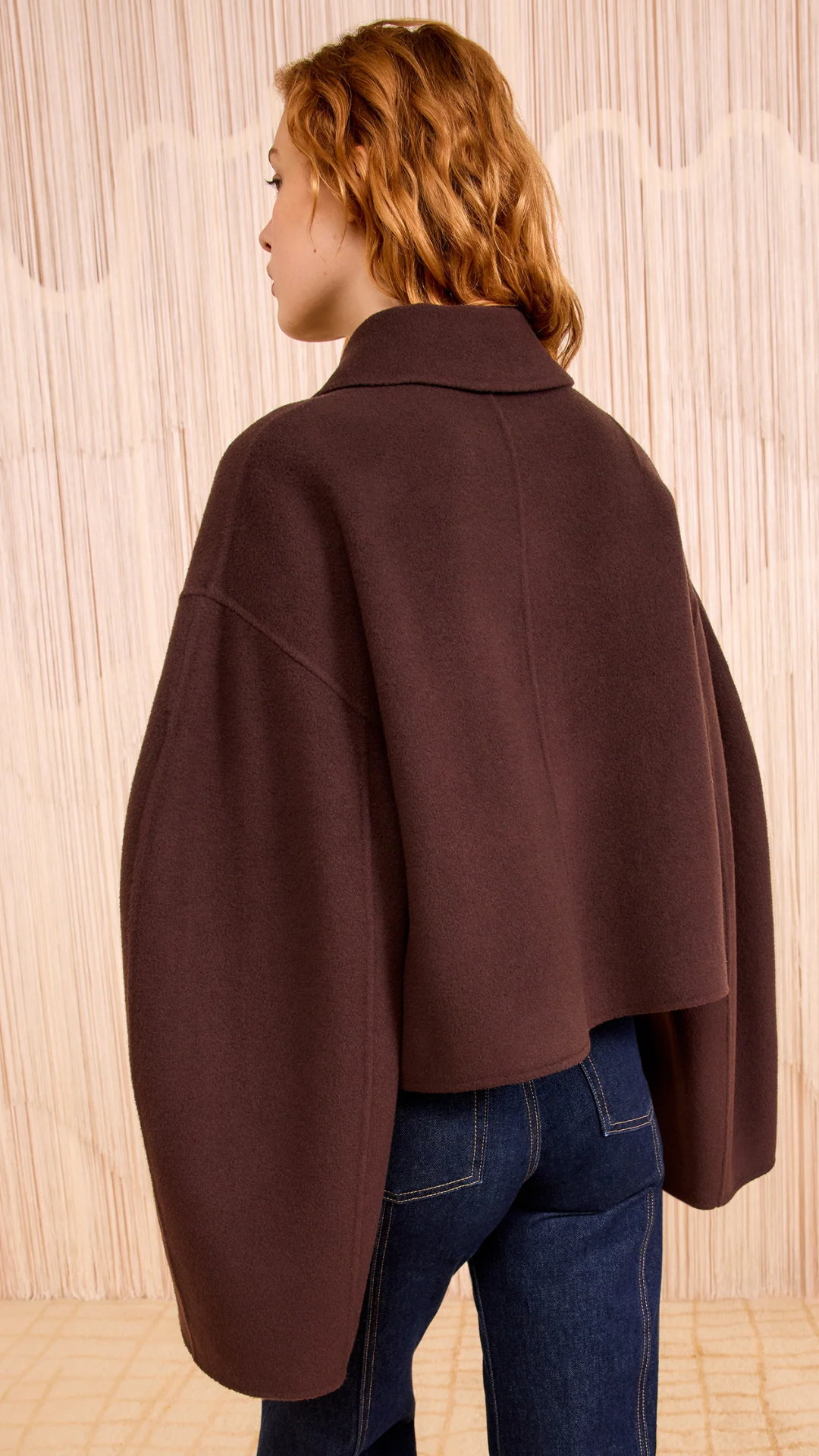 Ulla Johnson Marta Double-Faced Wool Cropped Coat in Sable