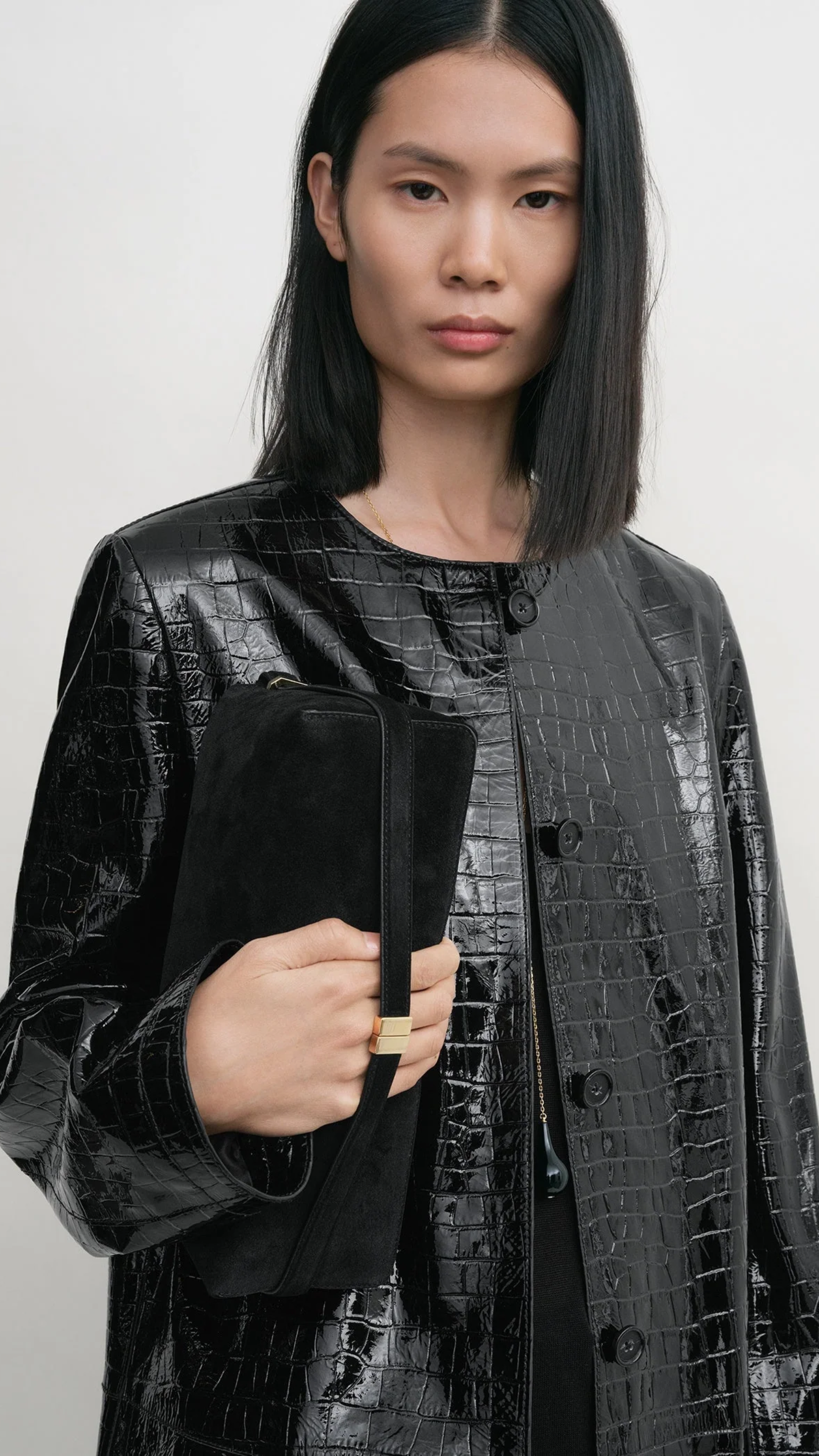 Toteme Suede Scoop Clutch in Black