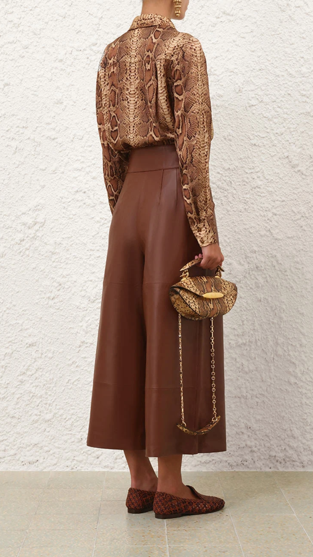 Zimmermann Hypnotic Shirt in Tan Snake