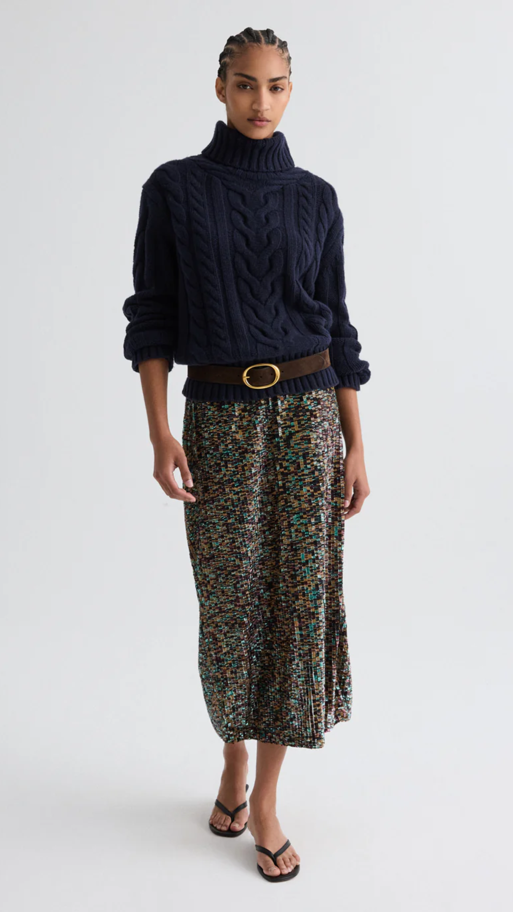 TWP Traveling T Neck Sweater in Midnight