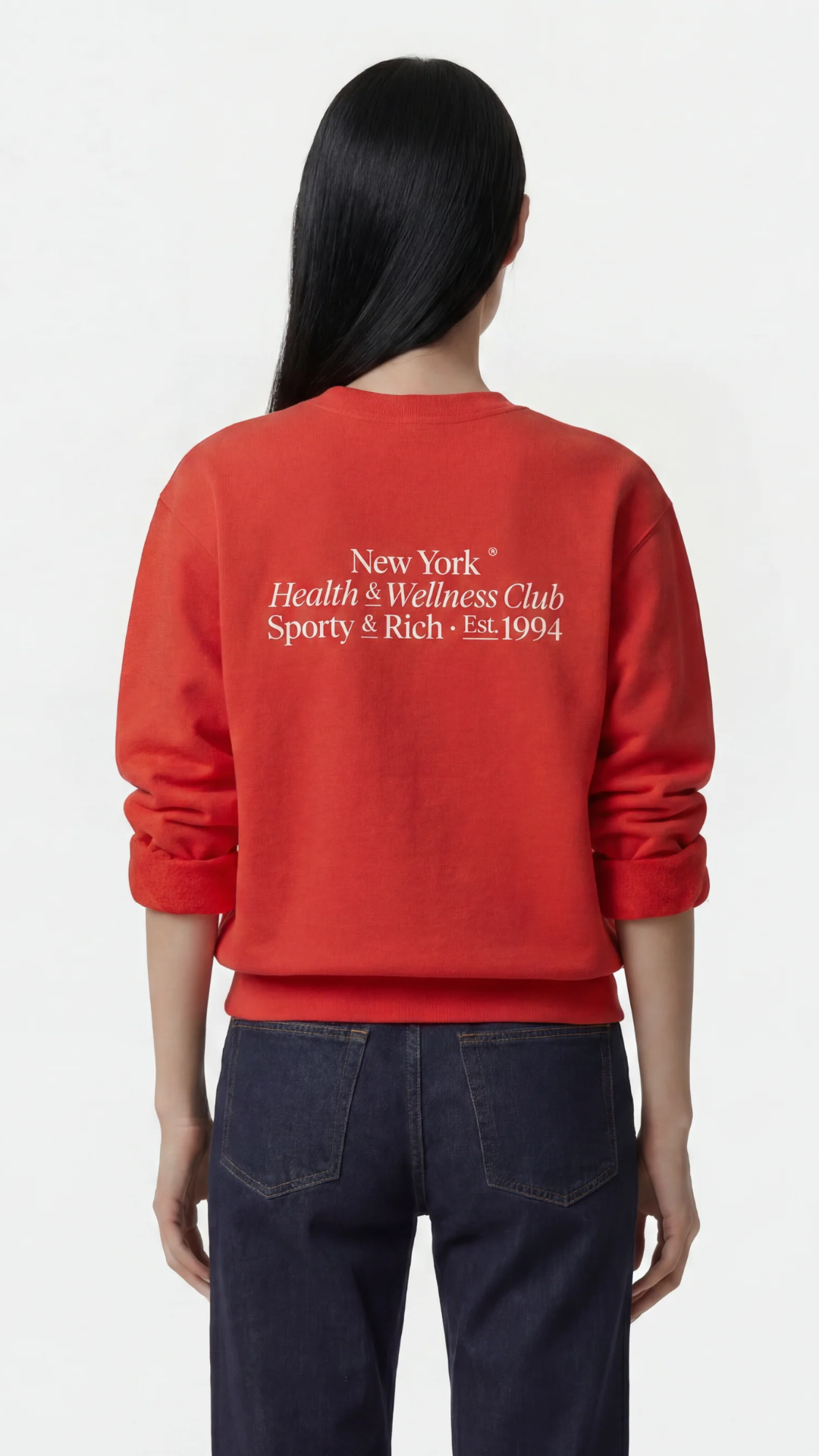 Sporty & Rich Modern Crewneck in Ruby/White