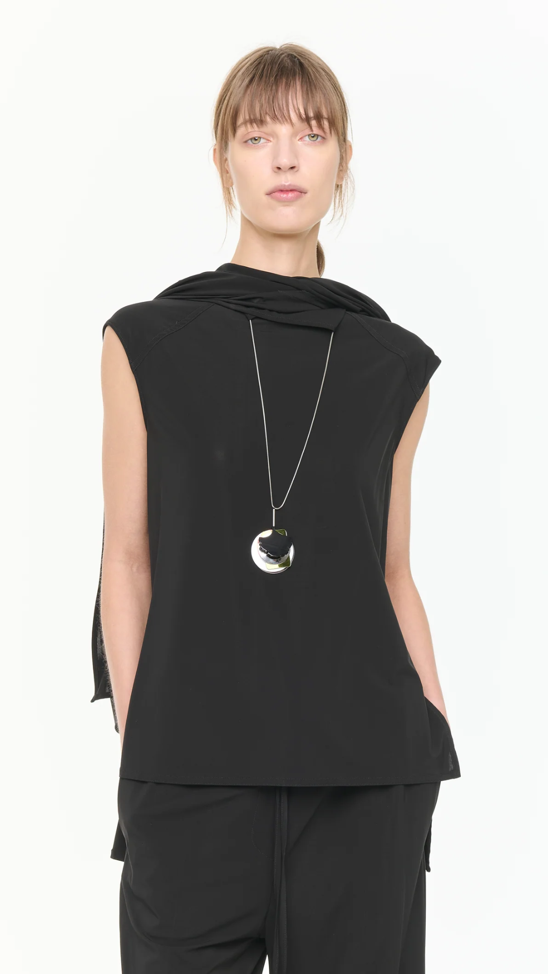 Plan C High Neck Tank Top in Black