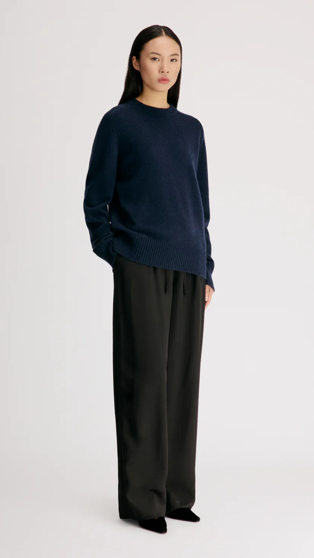Loulou de Saison Baltra Crewneck Sweater in Navy