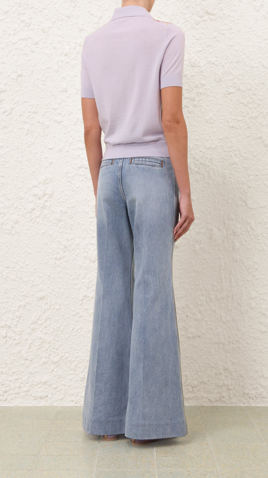 Zimmermann Luna Printed Silk Polo in Lilac