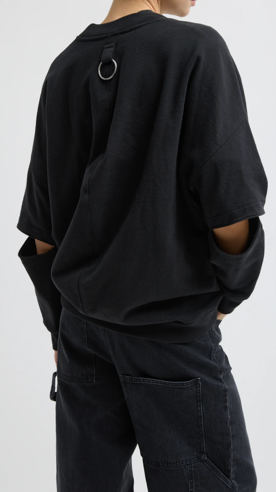 TIbi Cocoon Crewneck Sweatshirt in Black
