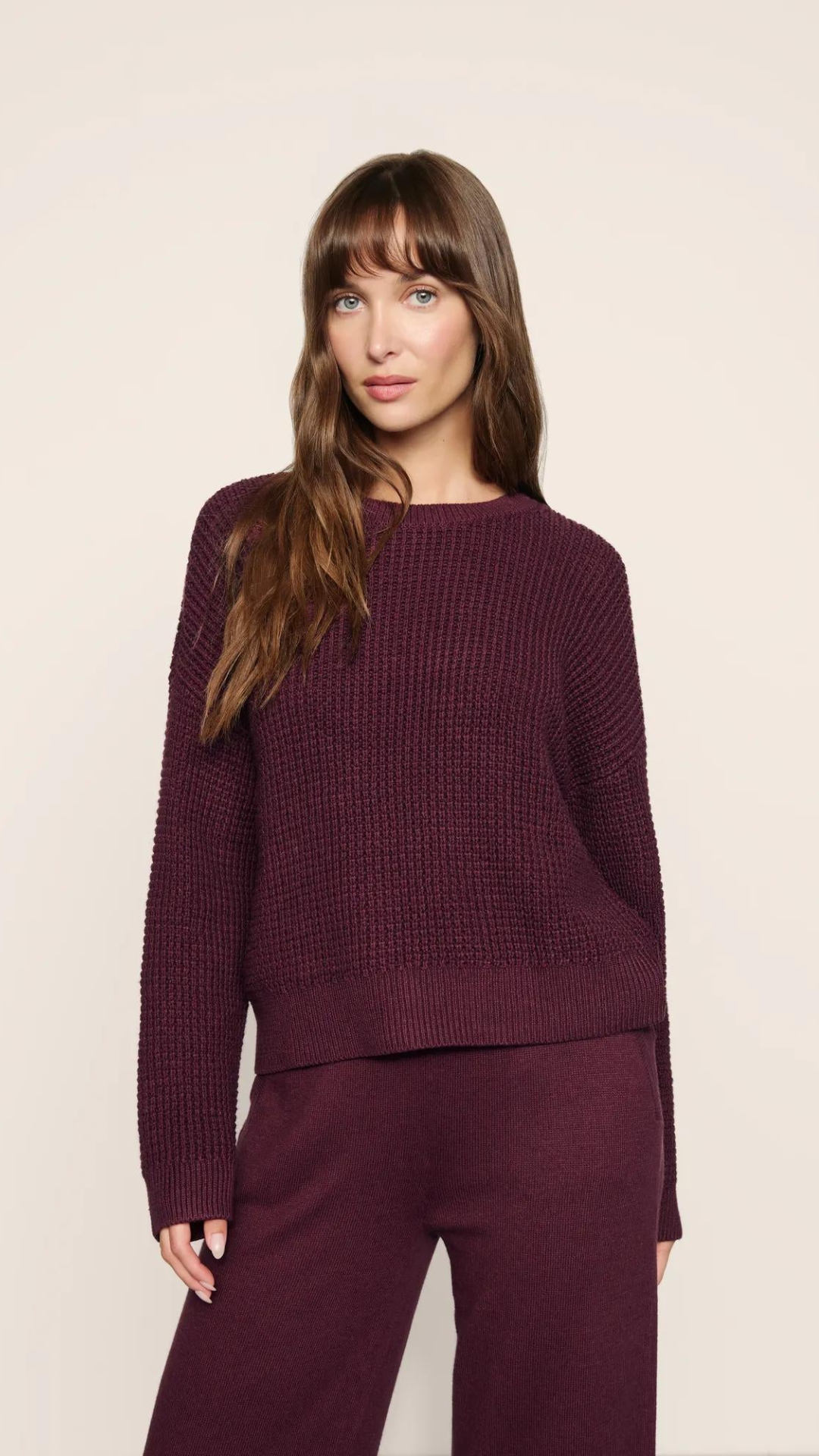 Eberjey Sweater Cropped Crew in Wildberry