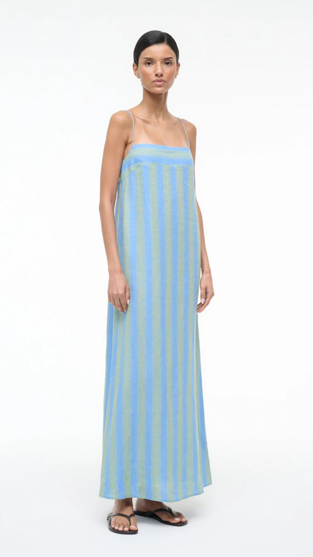 Staud Laura Linen Dress in Seaport Stripe