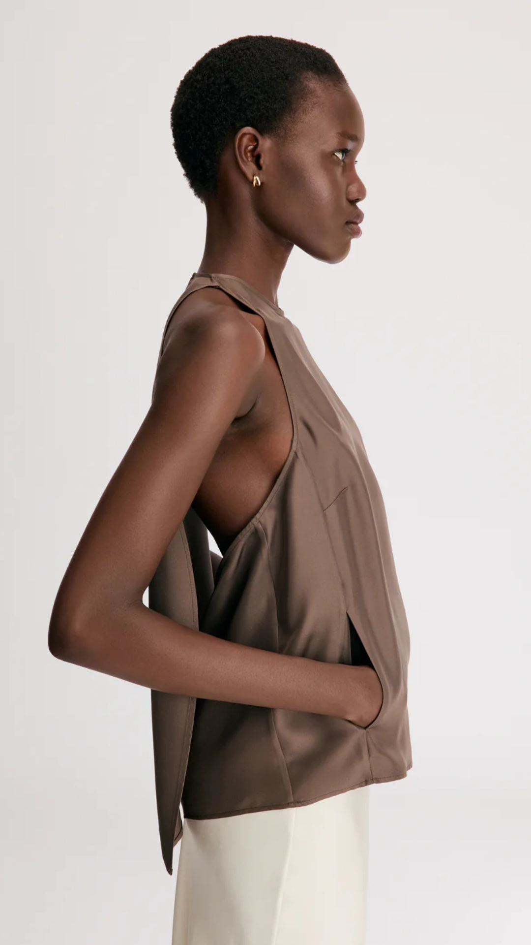 Loulou de Saison Cami Cape Top in Dark Brown