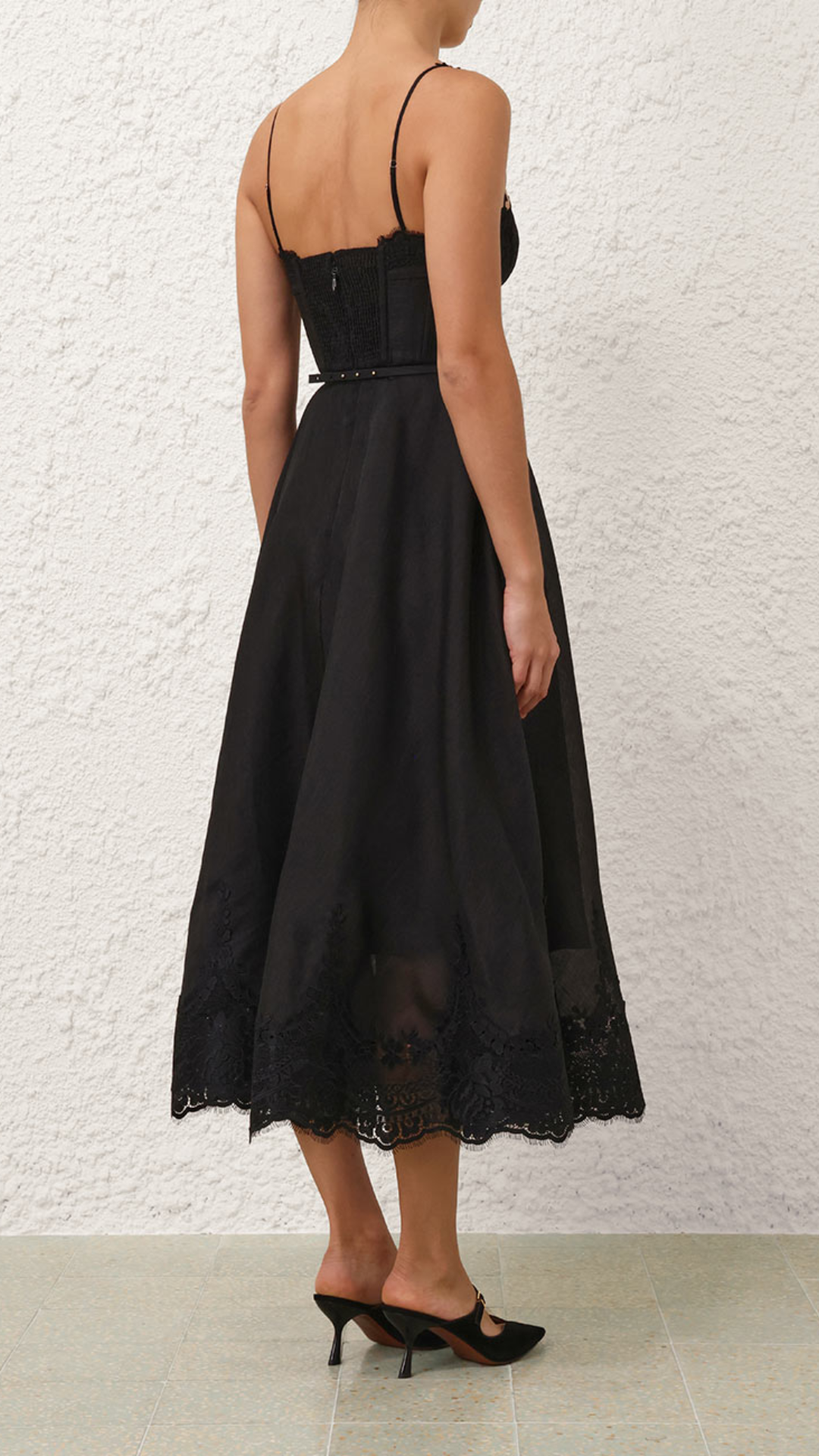 Zimmermann Lace Trim Picnic Dress in Black