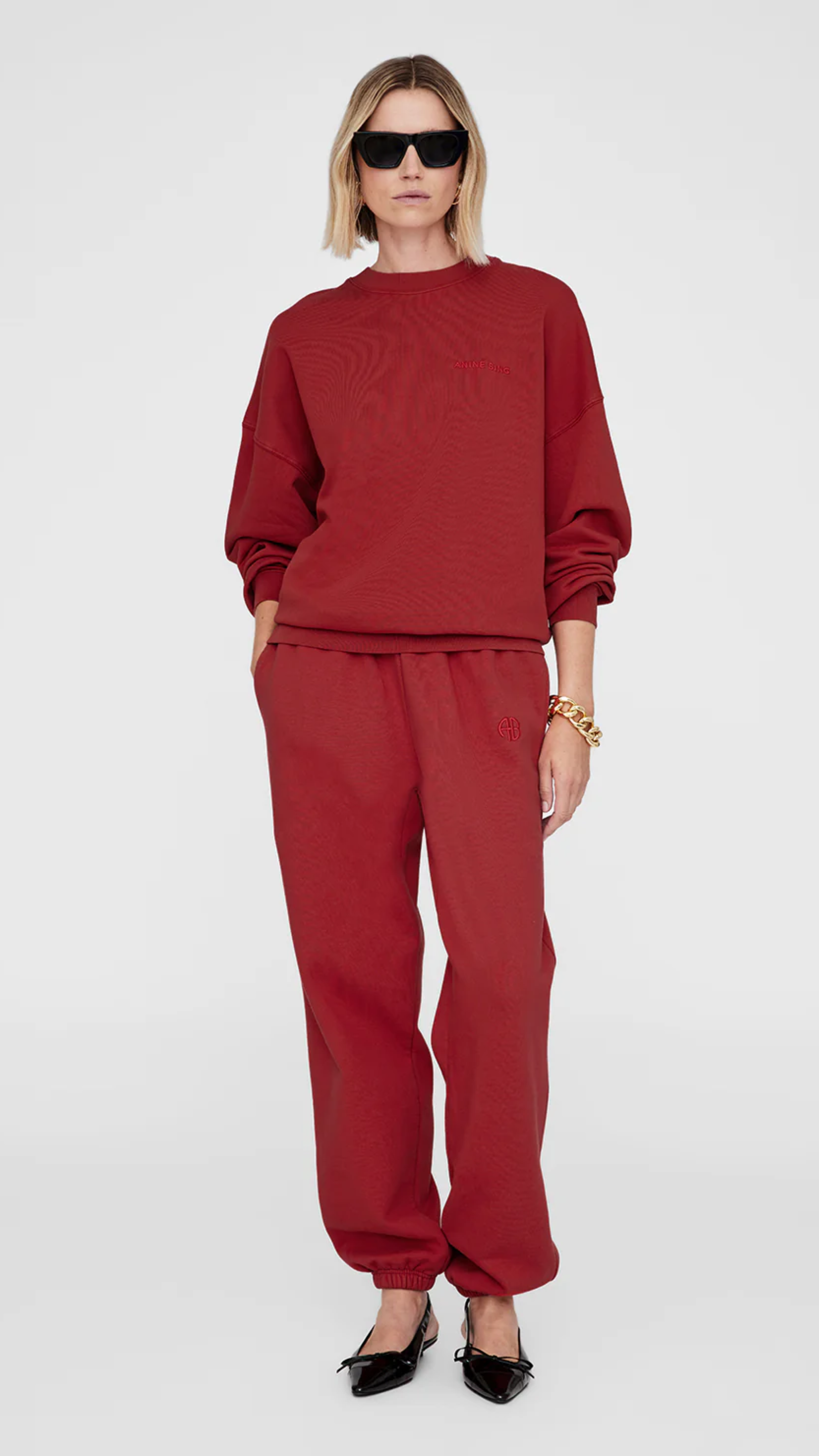 Anine Bing Miles Sweatshirt in Washed Red