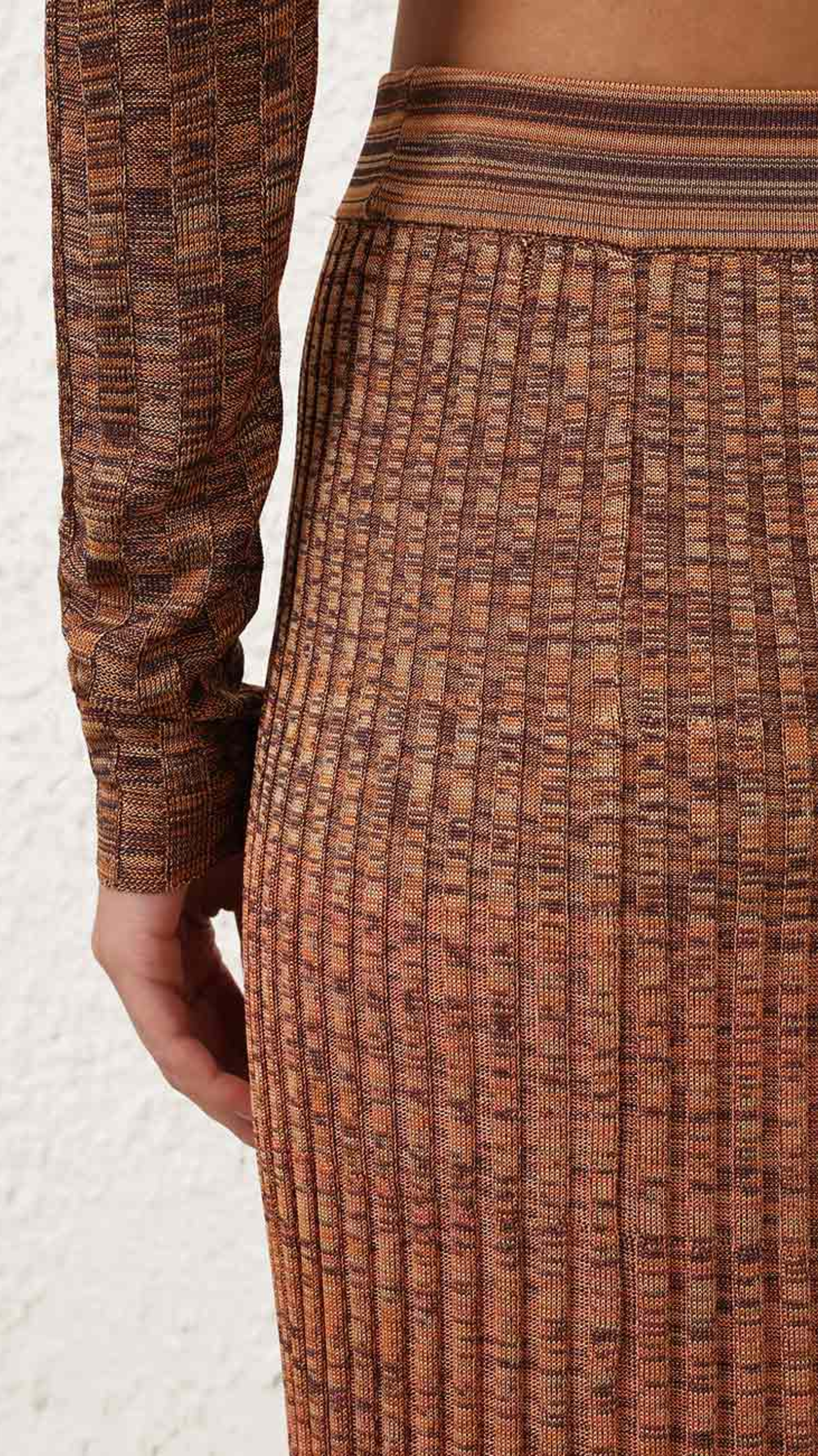 Zimmermann Mouline Rib Midi Skirt in Chocolate Multi
