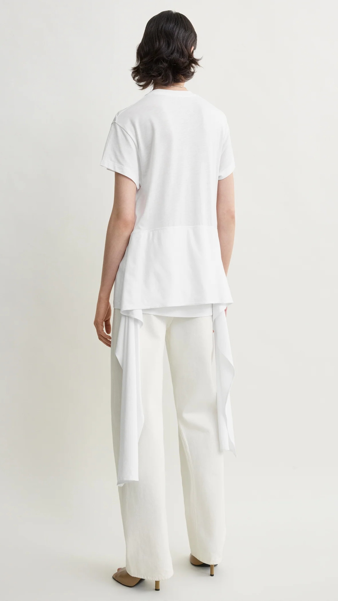 Toteme Tie Waist Jersey Top in White